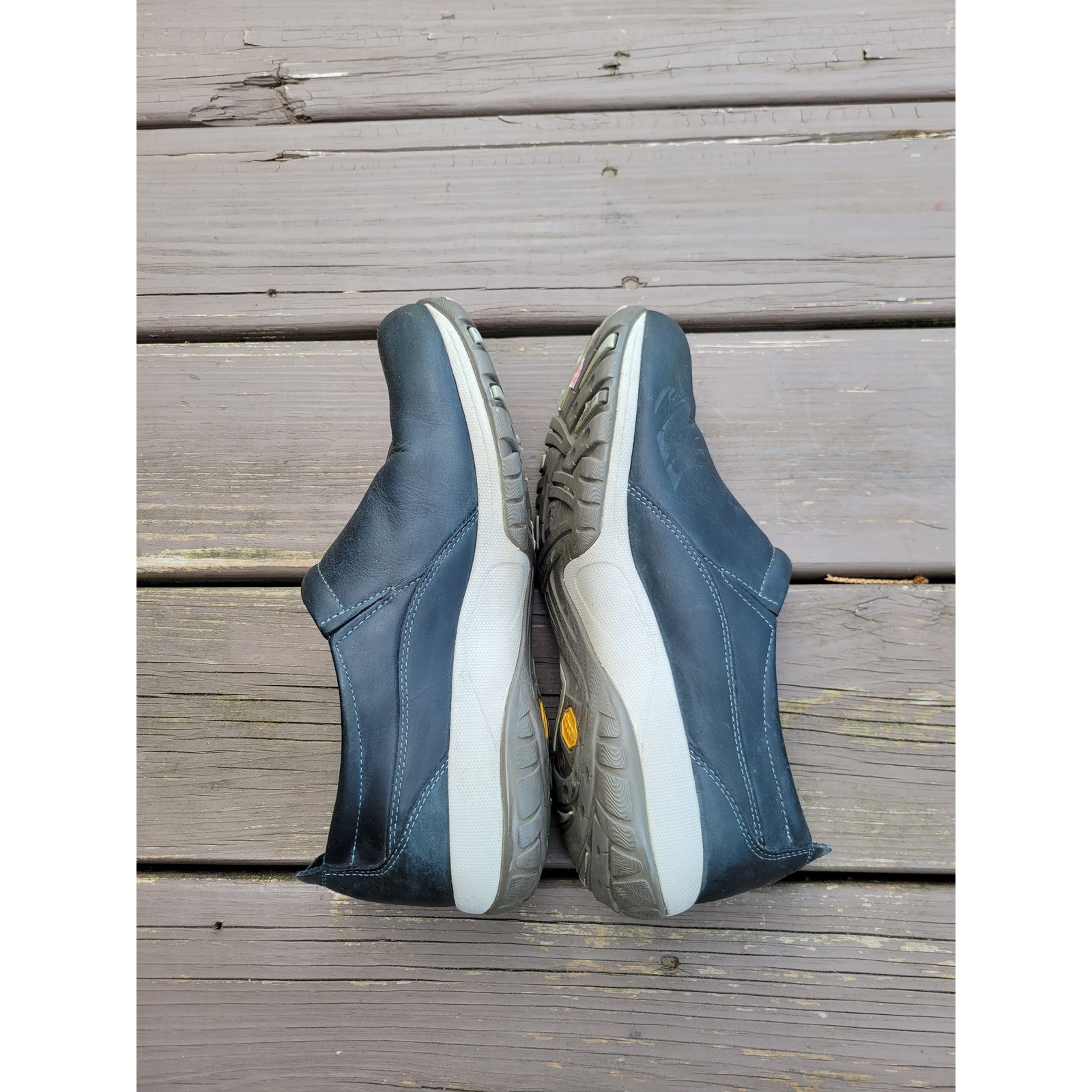 Dansko Leather Clogs Navy Blue Vibram Slip Resistant Walking Shoes Size 40