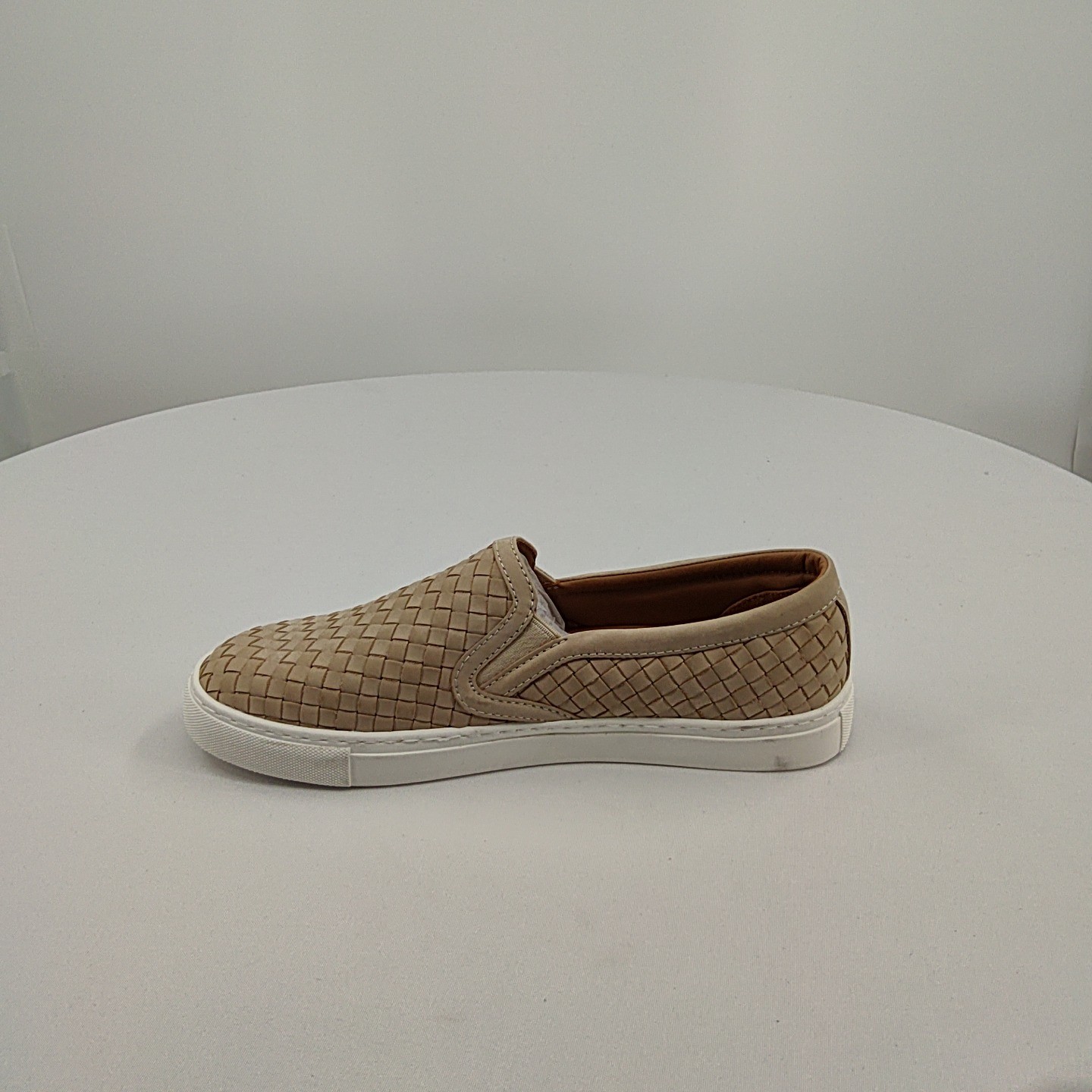 Quince Women 100% Handwoven Leather Slip On Sneaker Almond Shoes 9