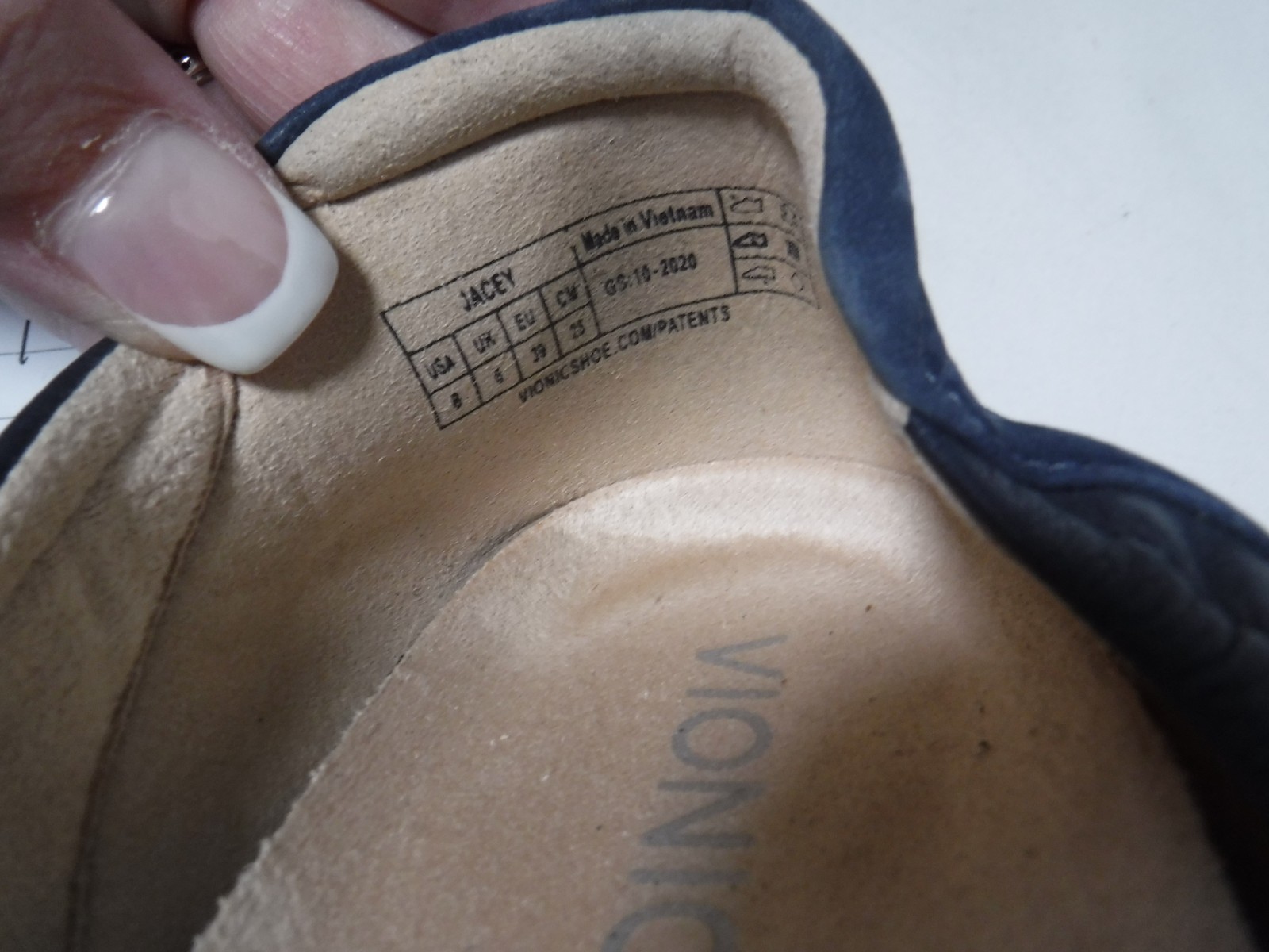 GA2 Women’s VIONIC Jacey Navy Blue Leather Comfort Wedge Career Shoes Sz 8