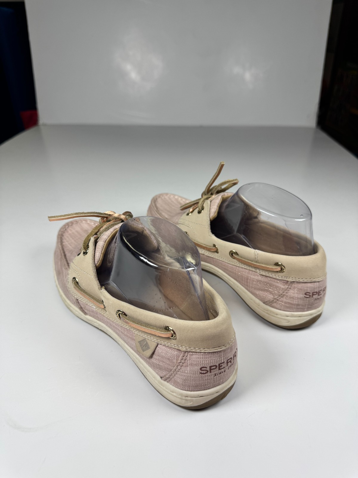 Sperry Koifish STS86519 Womens 7.5 Linen Pink Sparkle Moc Toe Lace Up Boat Shoes