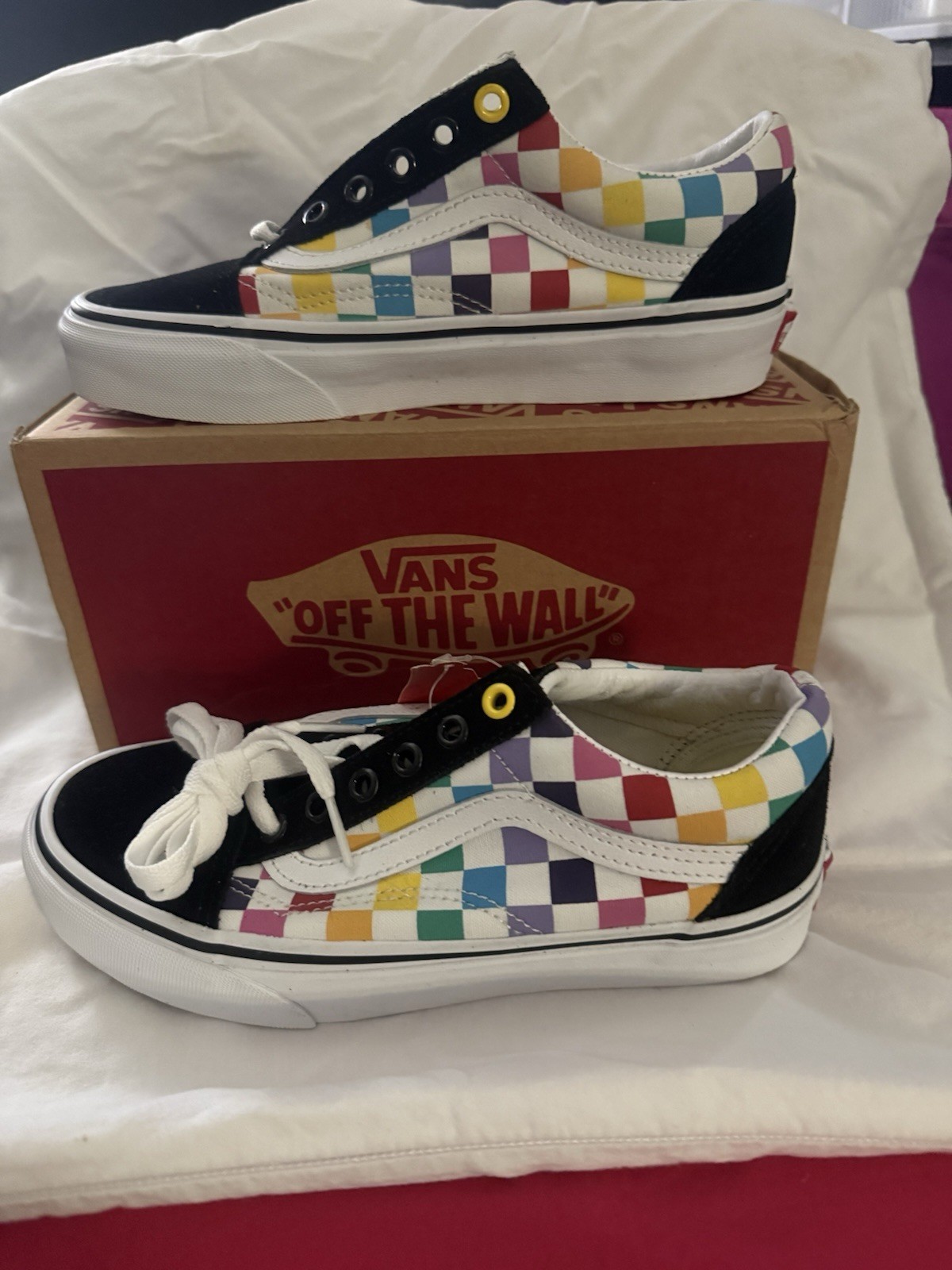 VANS Old Skool Unisex Kids 4.5 Multicolor Checker Low Top Canvas Sneaker