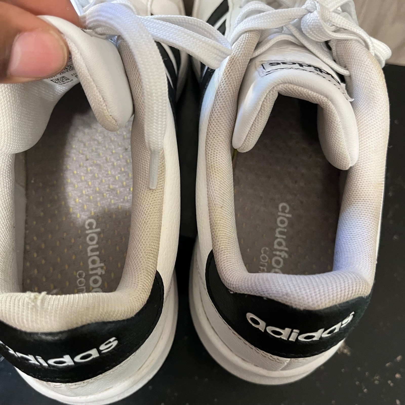 adidas Grand Court Women’s Size 9.5 White Black Leather Sneakers Shoes F36483