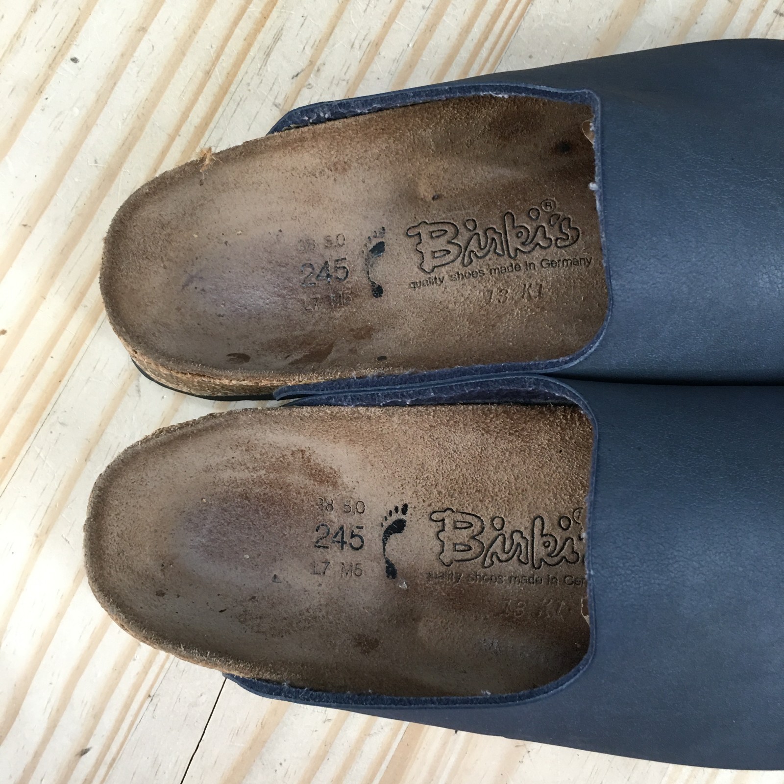 Birkis Birkenstock Amsterdam Shoes Womens 38 Clogs Slip On Closed Toe Flats Blue