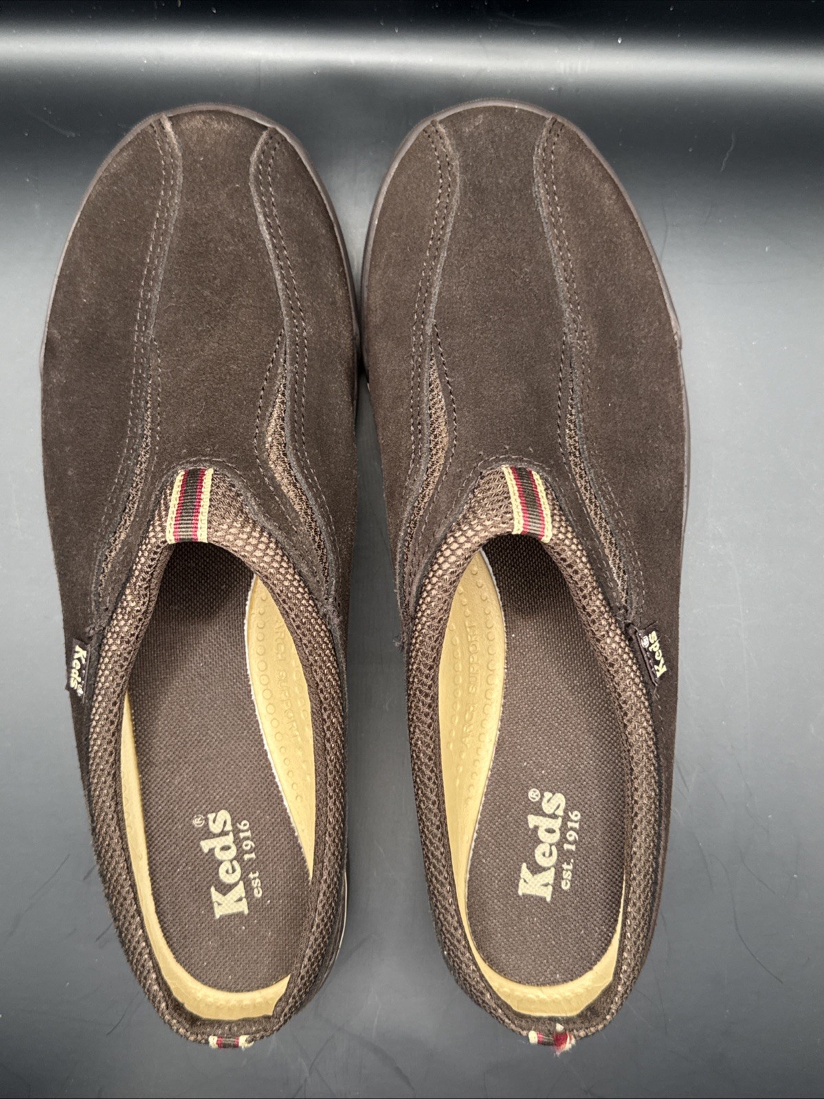 Keds Women’s Brown Suede Slip On Mule Shoes Size 8 Clogs Arch Support