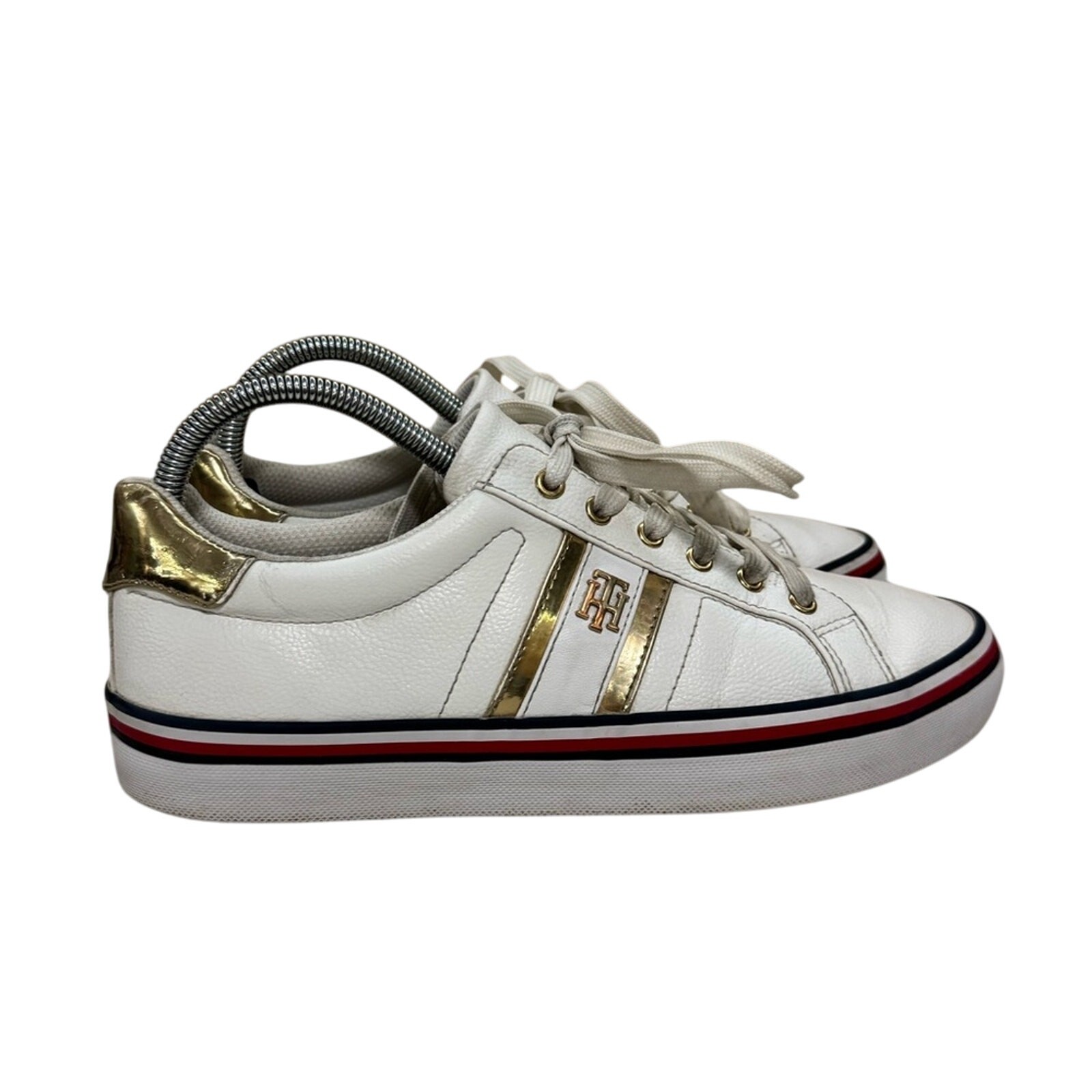 Tommy Hilfiger Fentii White Gold Sneakers Women’s Size 9 Classic Preppy