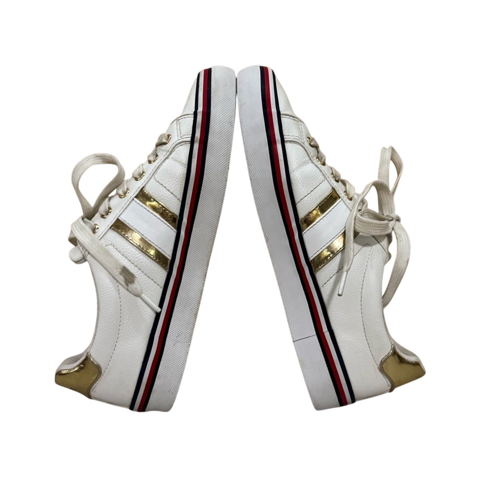 Tommy Hilfiger Fentii White Gold Sneakers Women’s Size 9 Classic Preppy