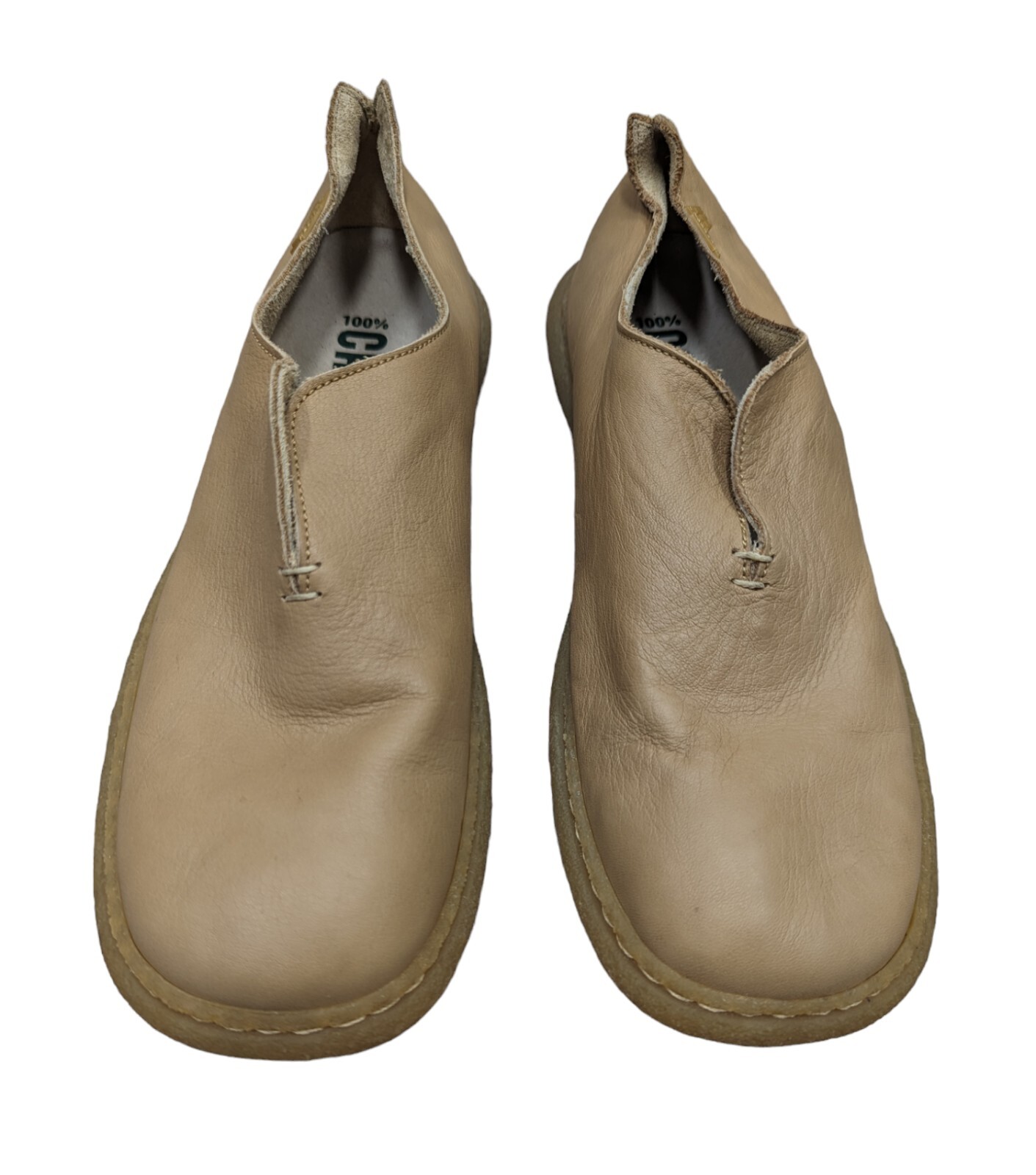 100% Camper Women Comfort Shoes Leather Tan/Nude Slip On Size 9