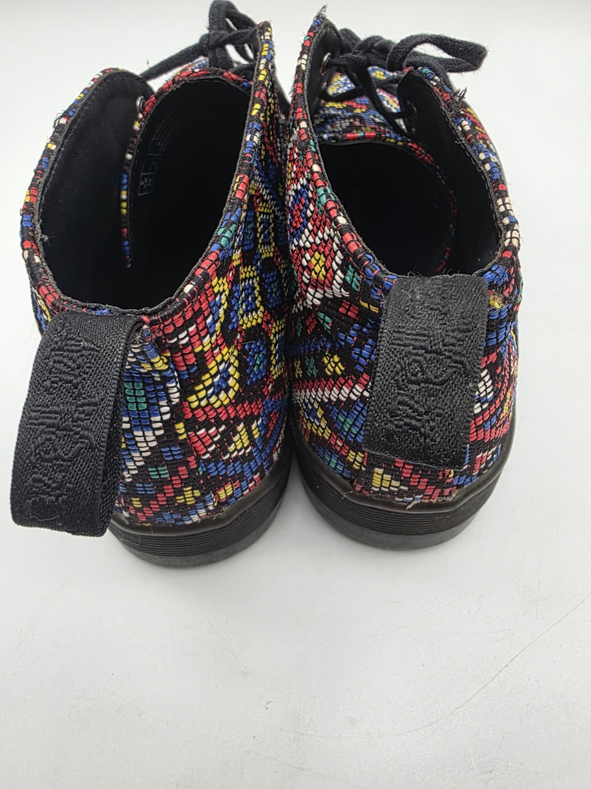 Size 9 – DR MARTENS Daytona Women’s Ankle Boot. Multicolor Woven Aztec Mosaic
