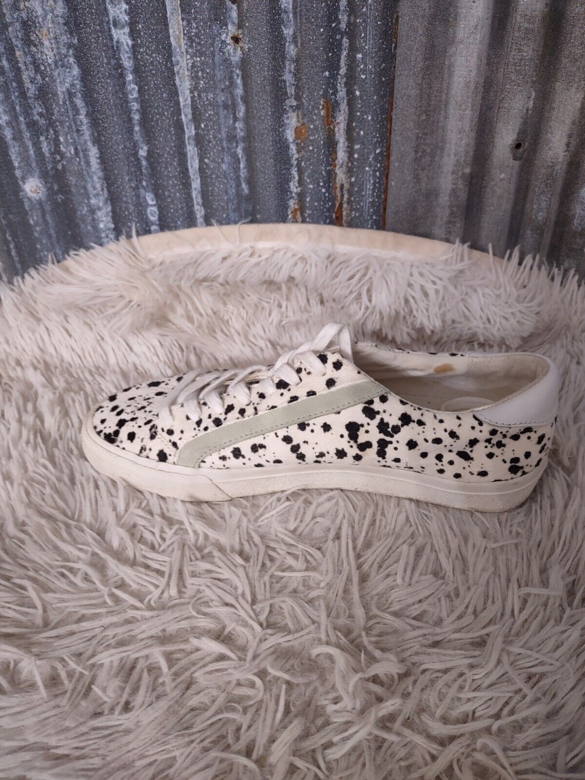 Madewell sidewalk spotted calf hair low top sneakers size 8 preppy shoes