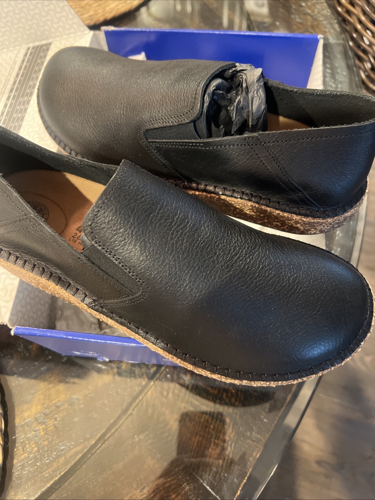 Birkenstock Callan Vintage Wood Black Leather Size 41 W10 M8 Narrow Fit