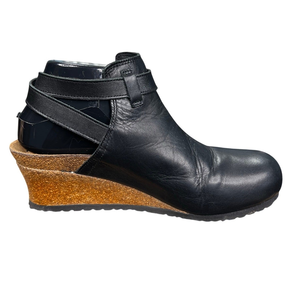 Papillio By Birkenstock Esra Black Leather Wedge Clog Unisex Size M 5 W 7