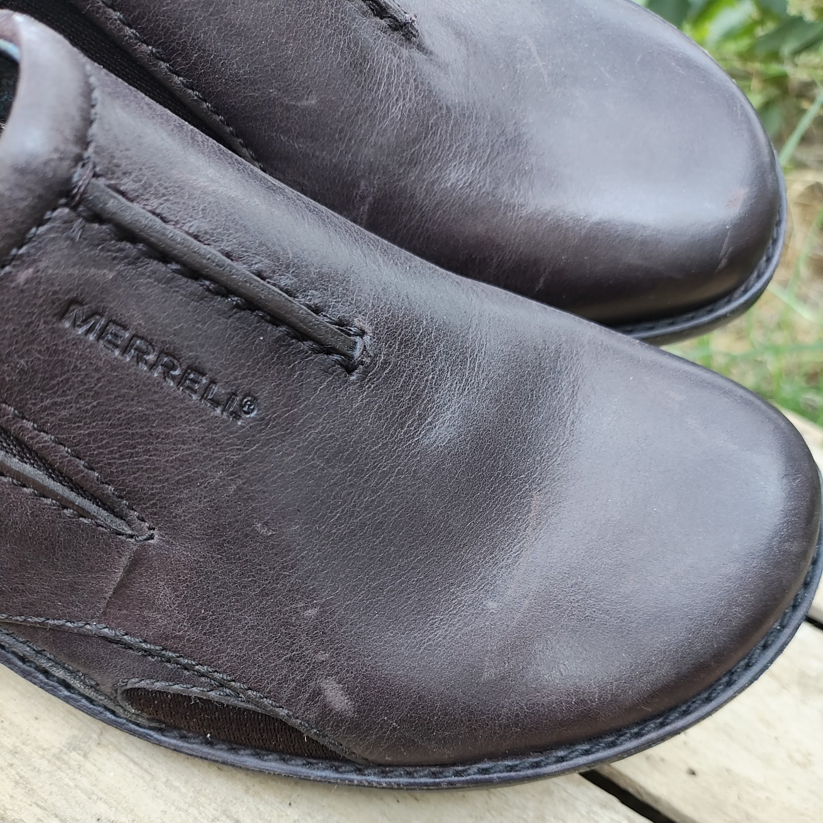 Merrell Tetra Fling Womens 9.5 Slide Slip On Shoe Brown Leather