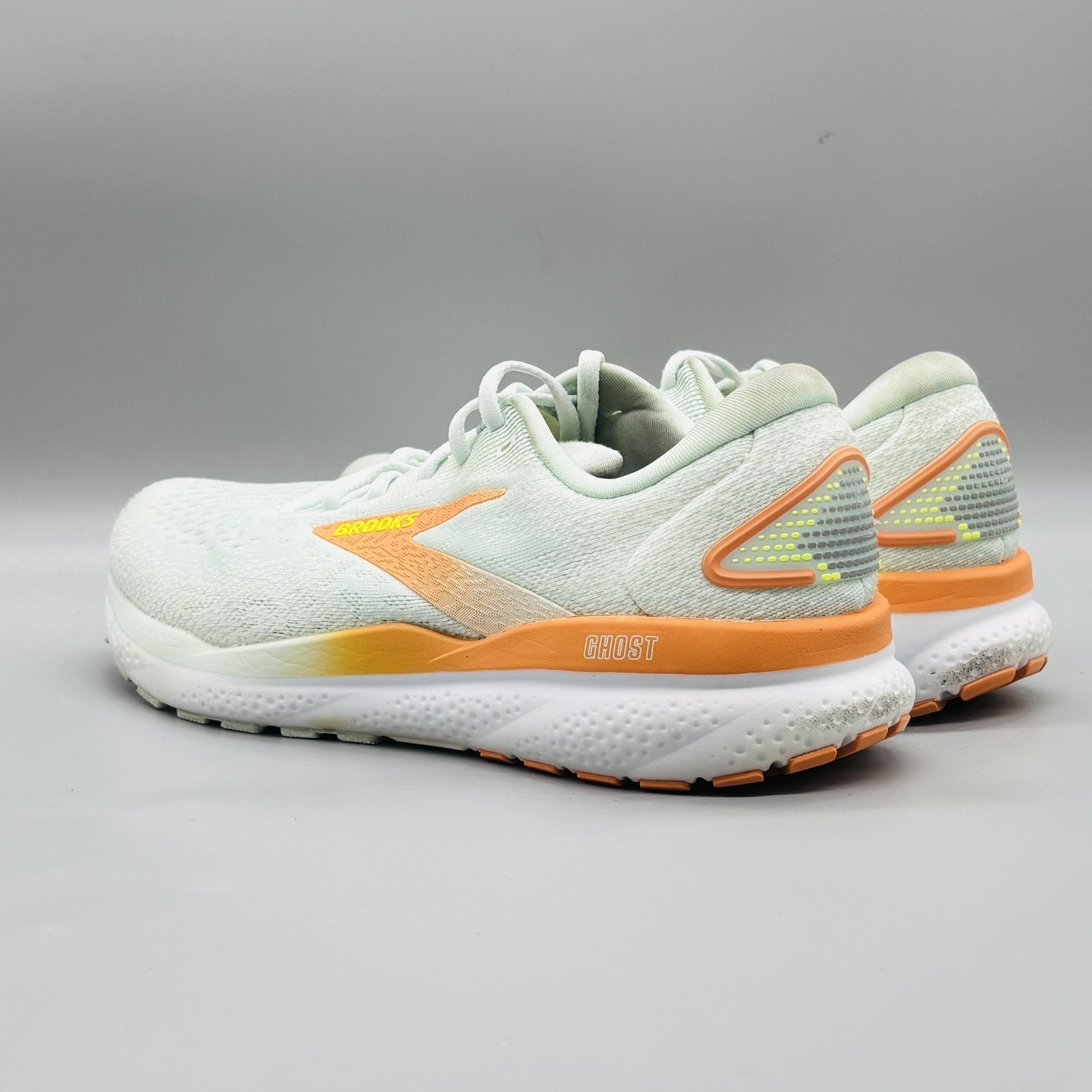 Brooks Shoes Womens 9.5 Green Orange Mesh Ghost 16 Road Running Athletic Sneaker