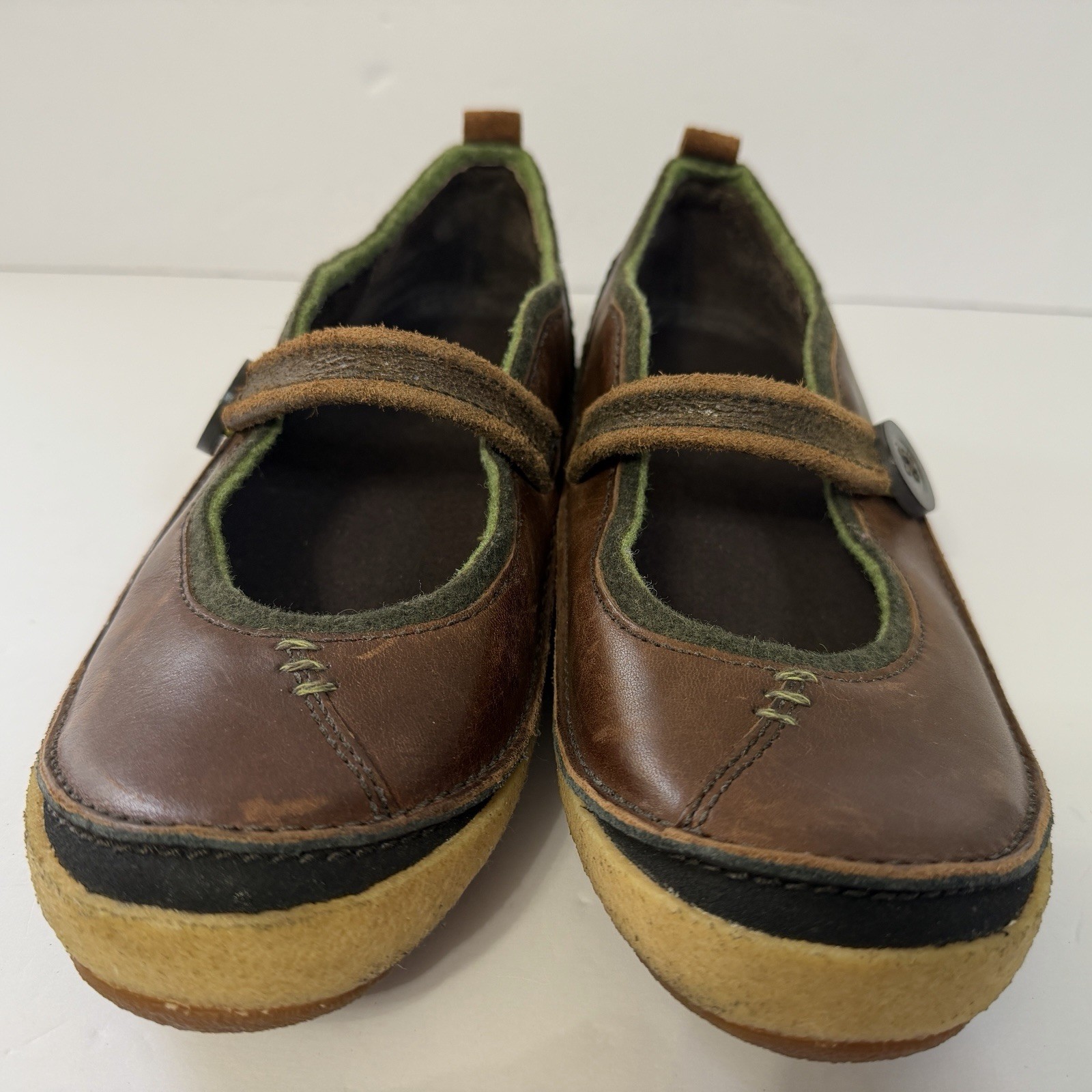 Merrell Womens Paris Saddle Mary Jane Brown Leather Crepe Sole Shoes Size 7
