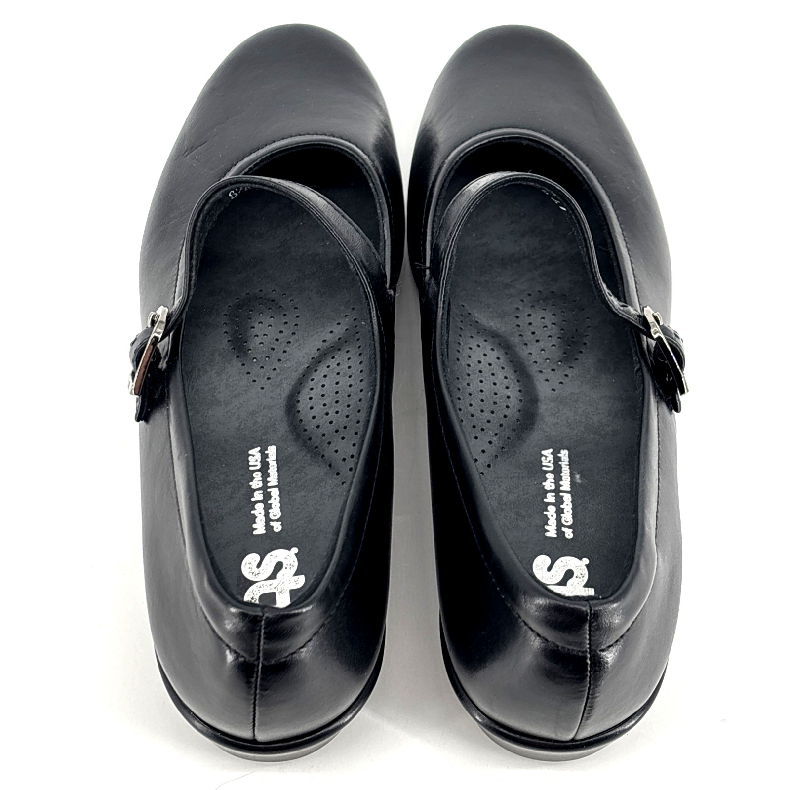 SAS Maria Black Mary Jane Comfort Shoes Leather Adjustable Strap Tripad 8.5M New