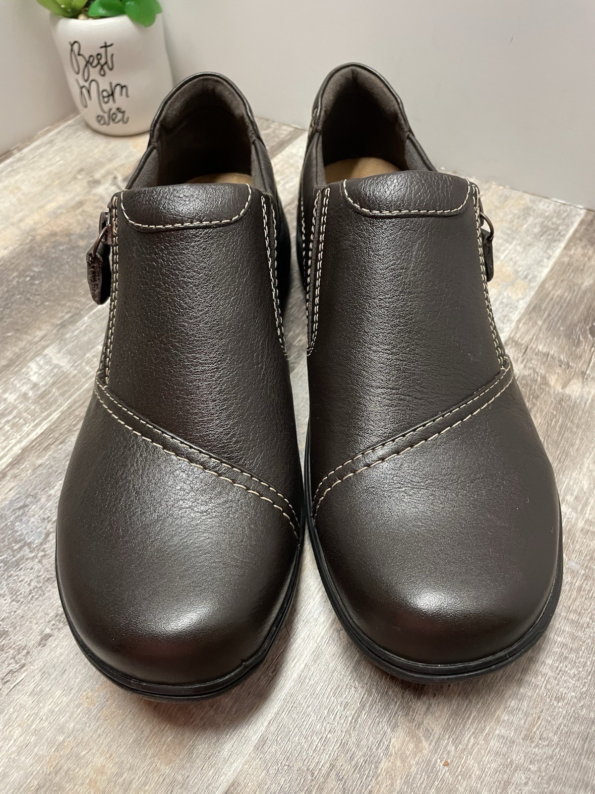 CLARK’S COLLECTION Carleigh Ray Women’s Size 9M Side Zip Leather Brown Shoes New