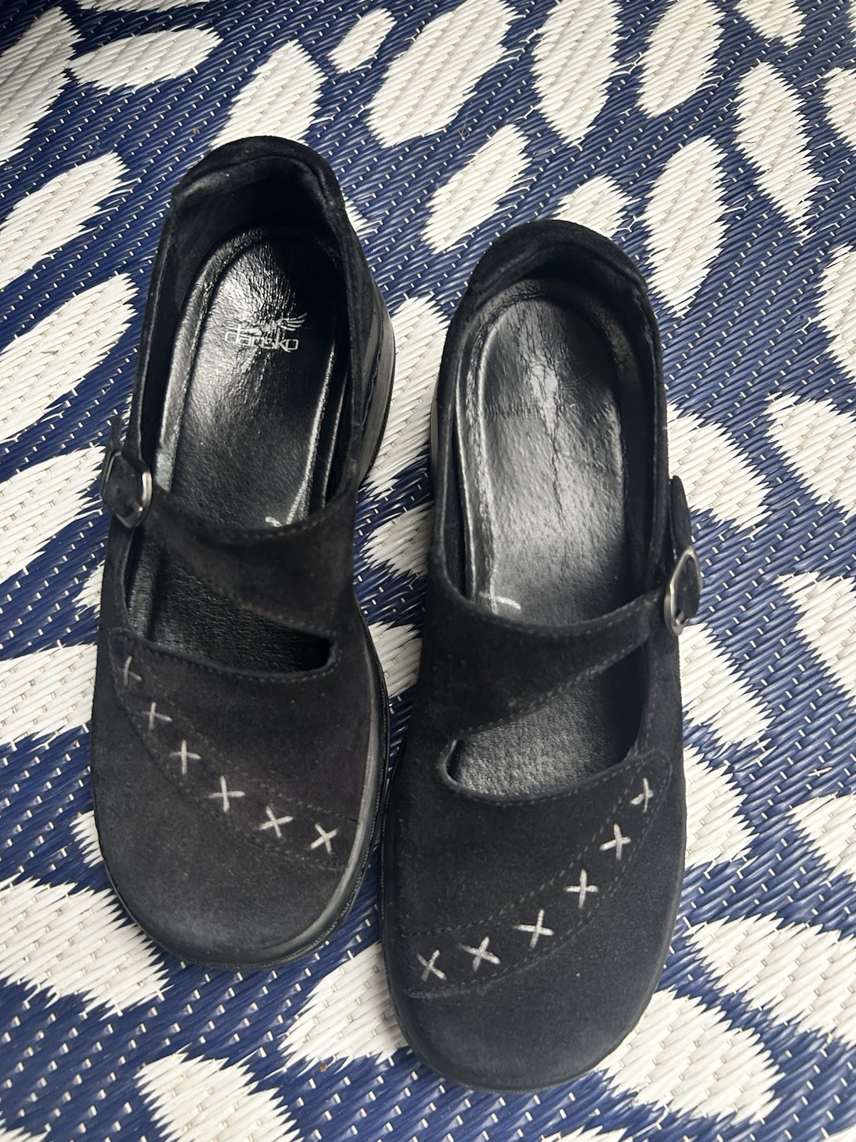Dansko Mary Jane Black Suede Clogs Women’s Size 37