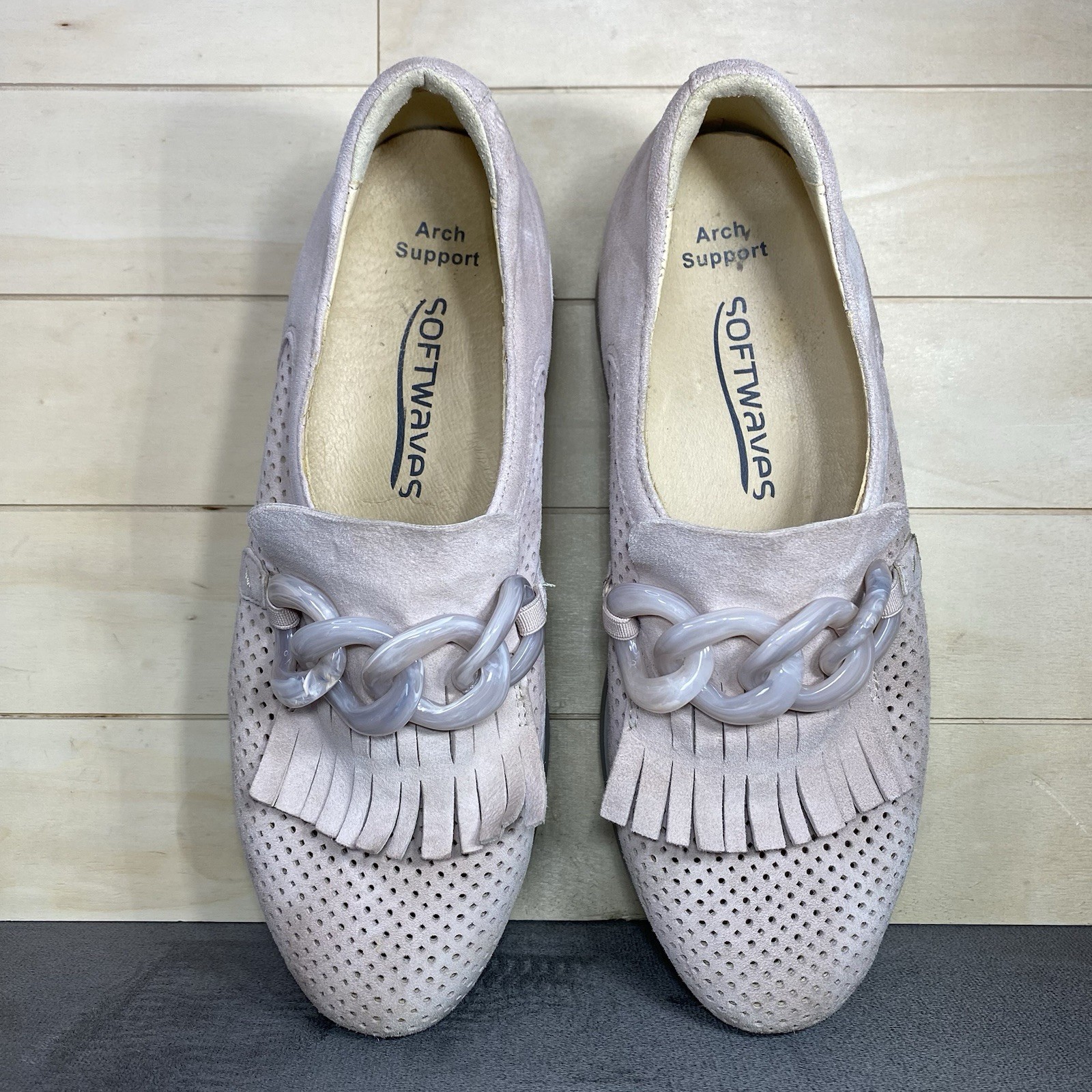 SoftWaves Cadie Platforms Pink Suede Women’s Size 8 Shoes EU38 Slip-Ons Kiltie