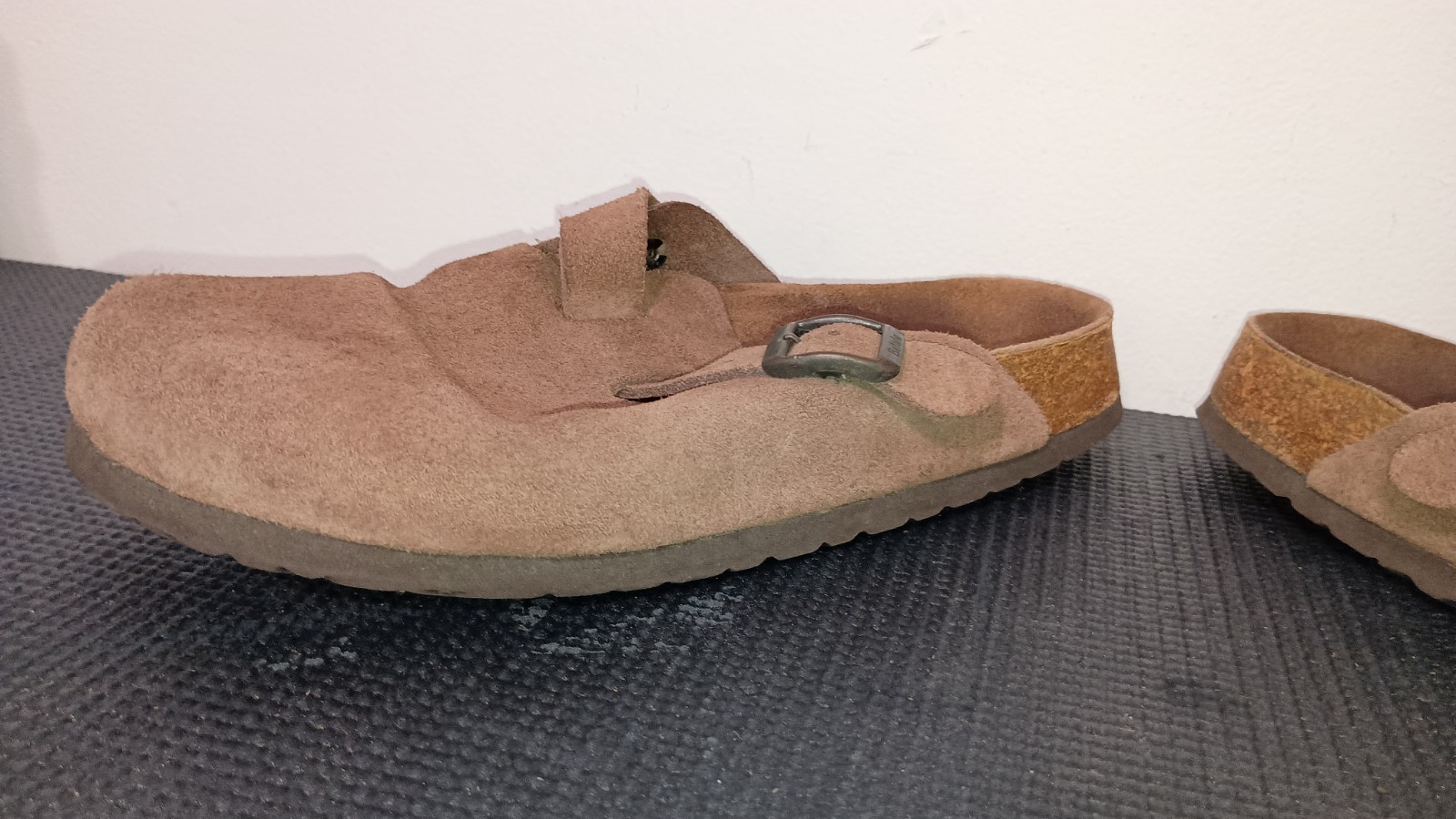 Birkenstock Betula Boston Khaki Suede Slip On Clogs US W 8 EU 39 Stained