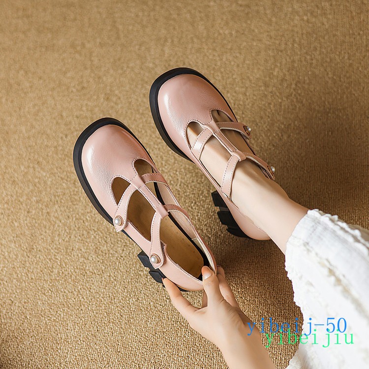 Women’s Low Heel Mary Jane Leather T Strap Shoes Comfort Spring Casual Plus Size