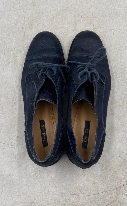 Rachel Zoe Womens Navy Blue Cowhide Leather Pony Hair Oxford Shoes Size 8.5M