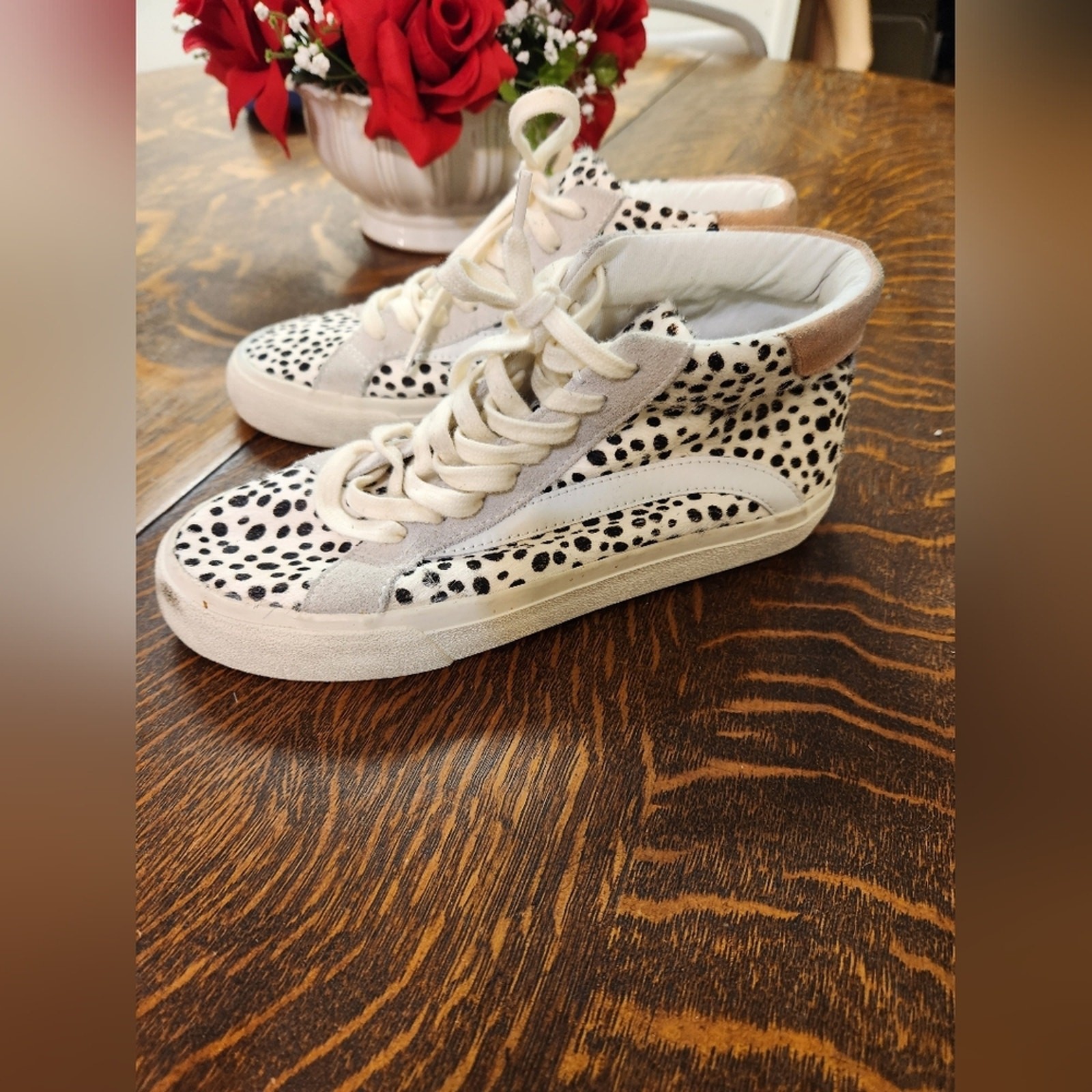 Sidewalk High-Top Sneakers in Spotted Calf Hair