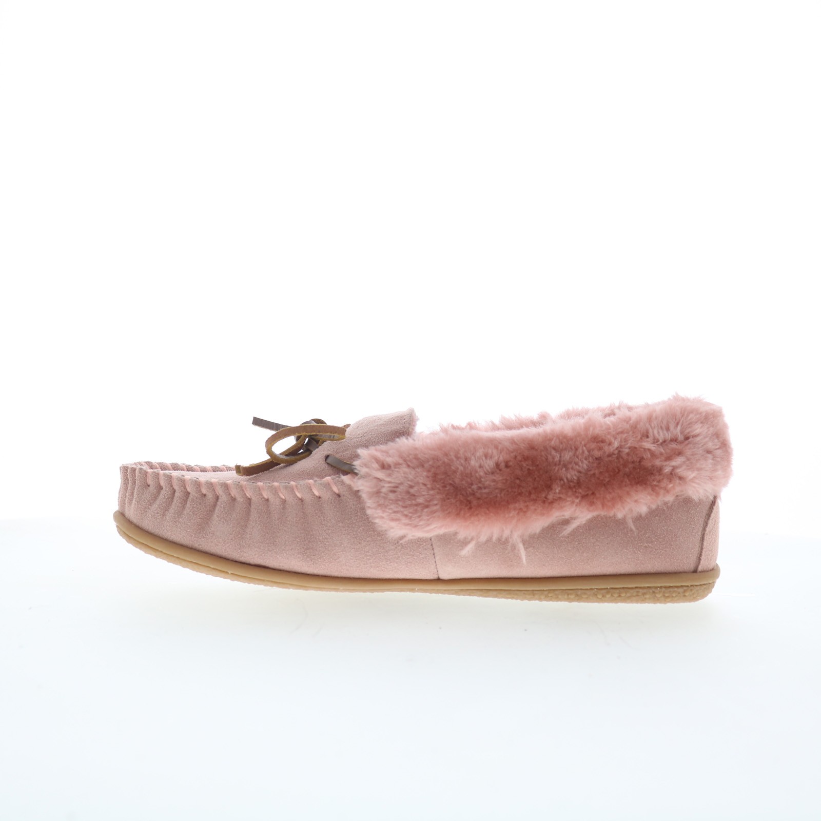 Minnetonka Camp Collar Moc 40798 Womens Pink Suede Moccasin Slippers Shoes 8