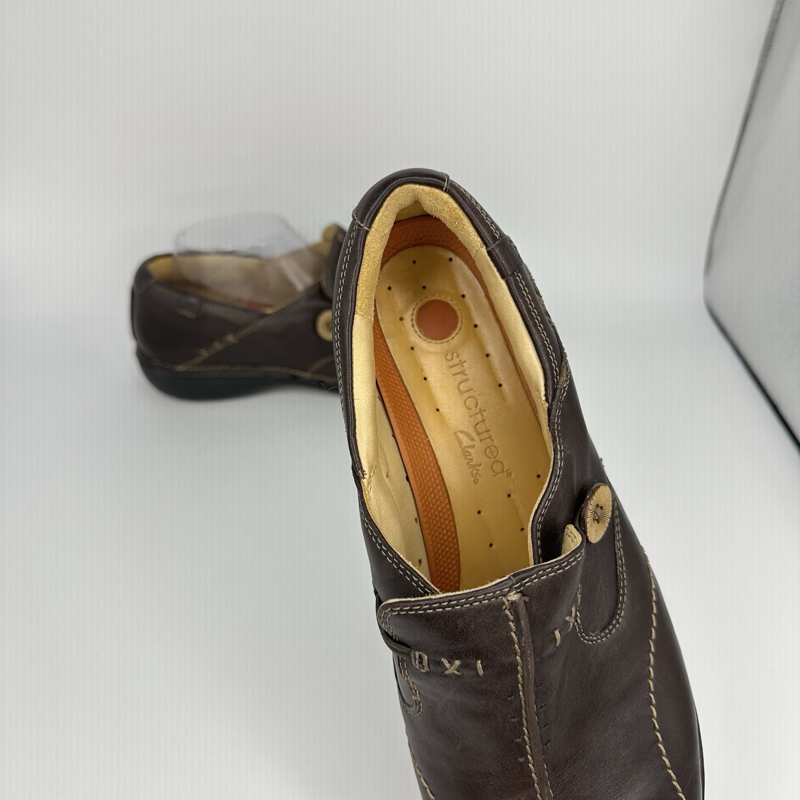 Clarks Un Loop Slip On Loafer Women Size 10 M Unstructured Brown Leather
