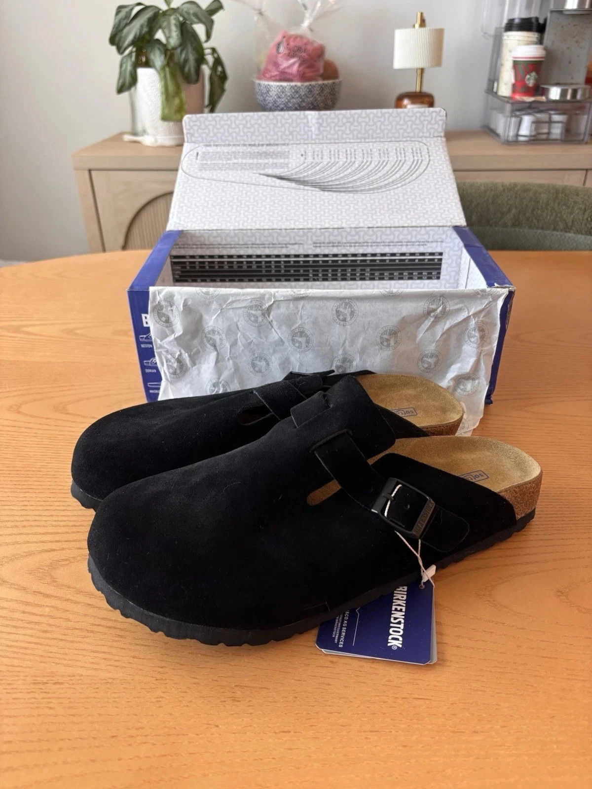 BIRKENSTOCK Boston Soft Footbed Suede Leather Black