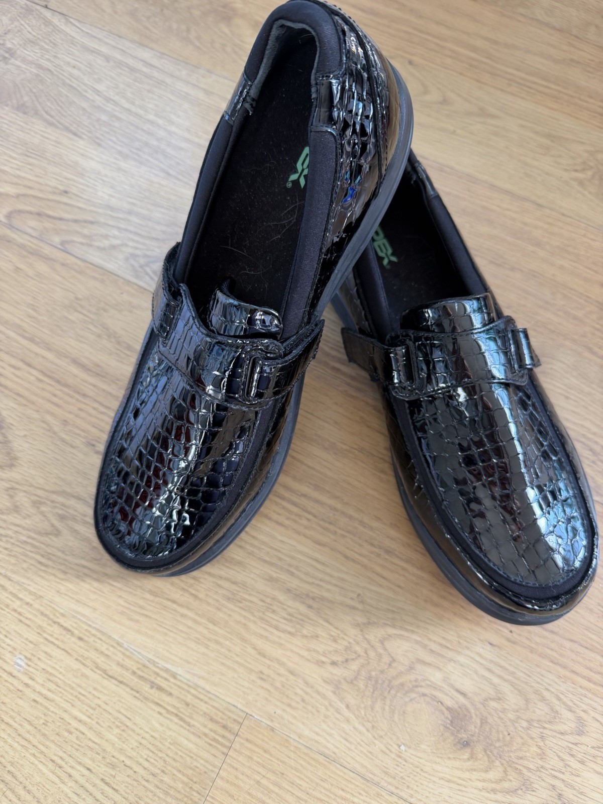 Orthofeet Shoes Womens 10.5w Medium Black Croc Embossed Dress 819 Comfort Loafer