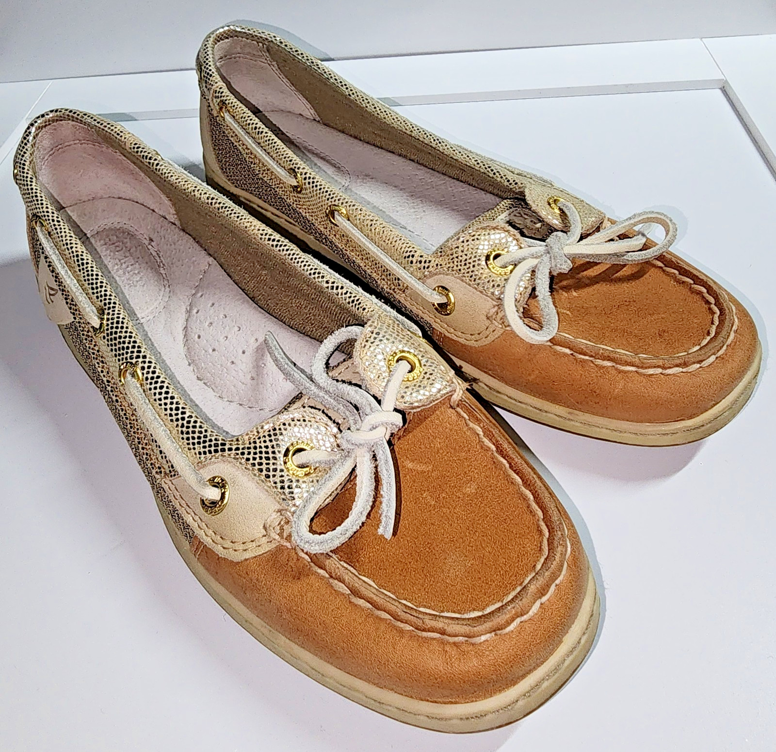 Sperry Top Sider Womens Angelfish Metallic Boat Shoes 7M Leather Rubber STS93484