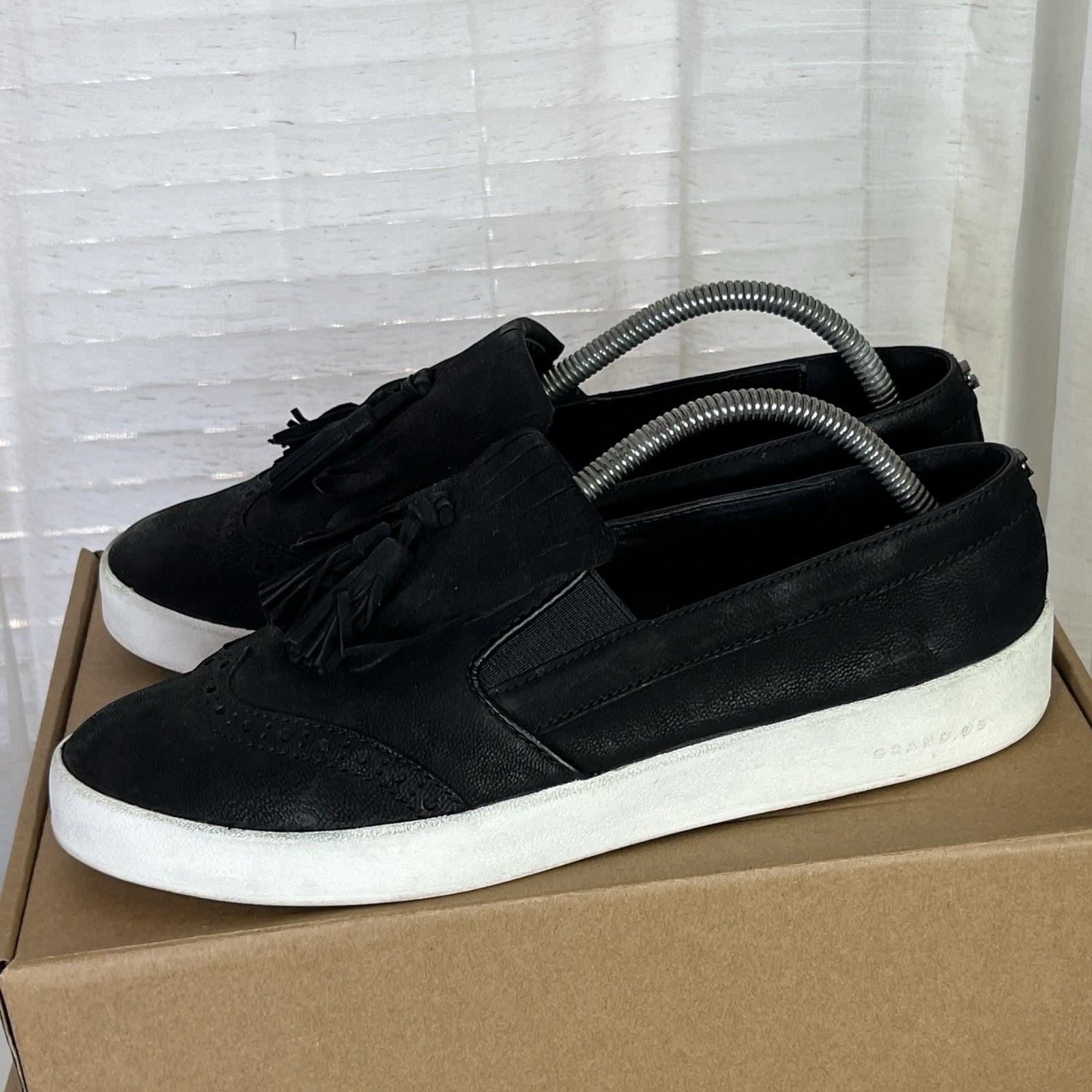 Cole Haan GrandPro Spectator Womens Size 9.5 B Black Nubuck Loafers Kilt Tassels
