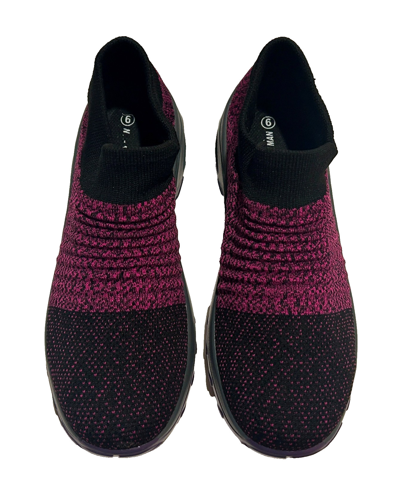 Slow Man Women’s Walking Shoes Sock Sneakers Purple/Black Size 9