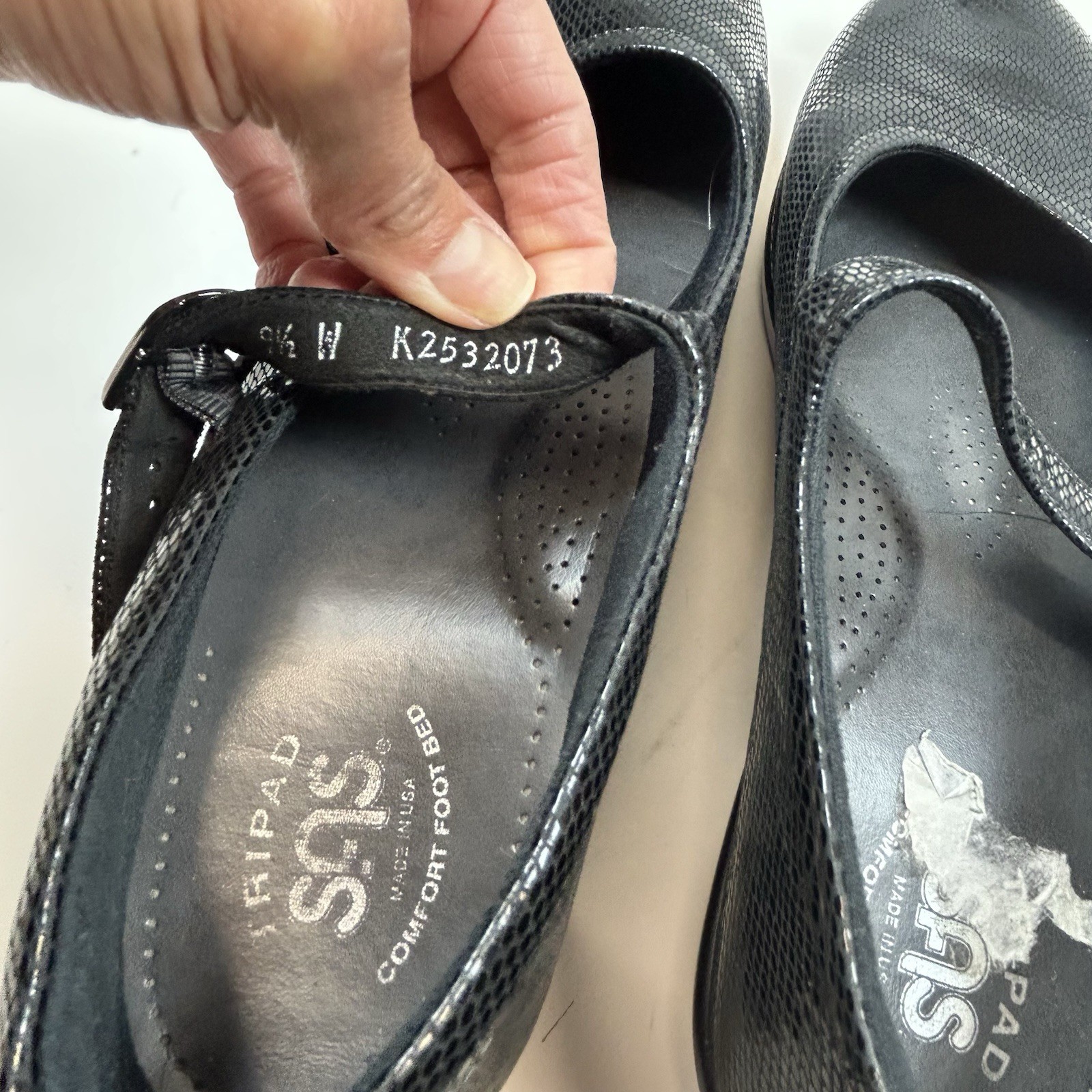 SAS Maria Mary Jane Black Snake Whimsigoth Academia Leather Comfort Sz 9.5 W