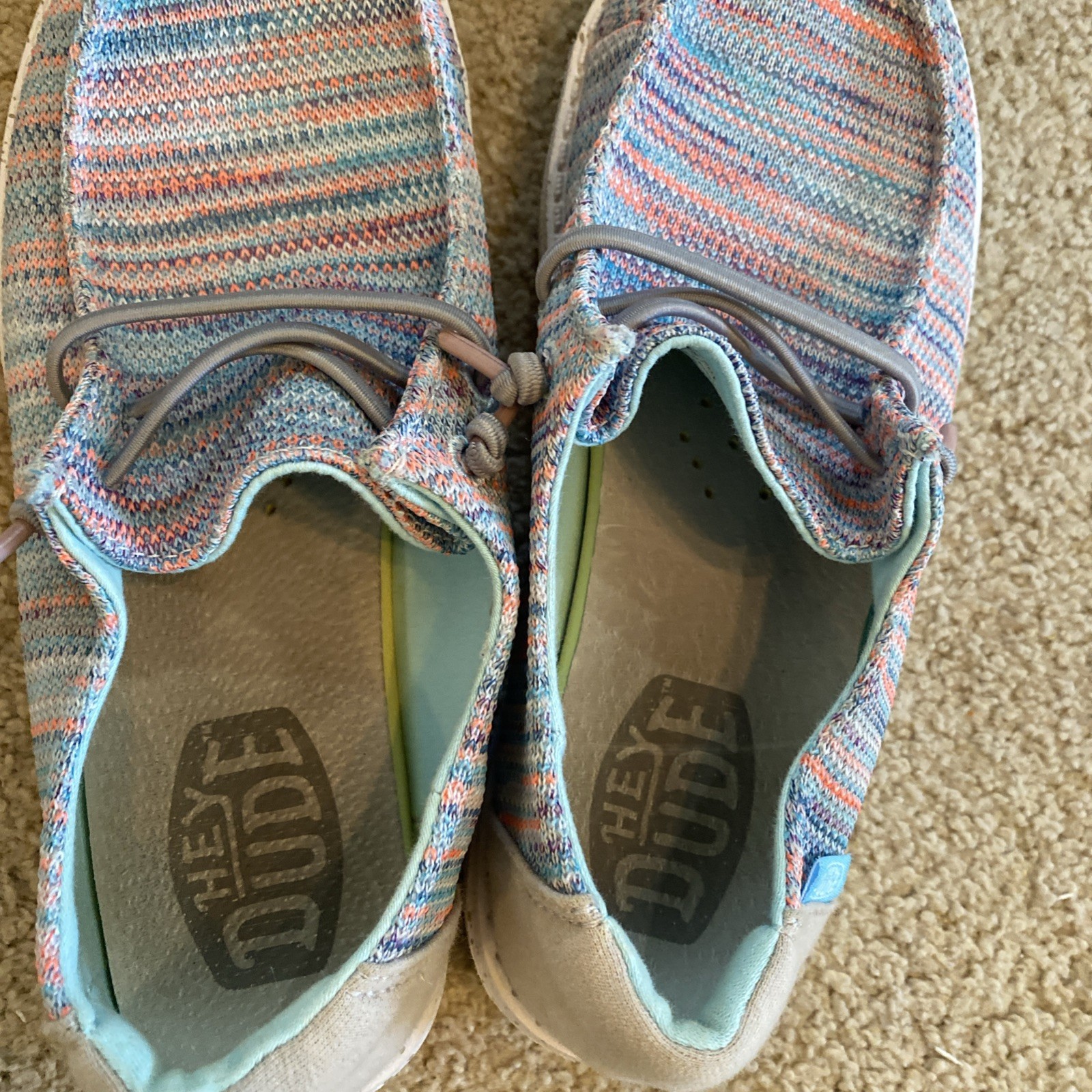 Hey Dude Wendy Sox Shoes Women’s Size 5 Sunset Pink Blue Purple Slip On Loafers