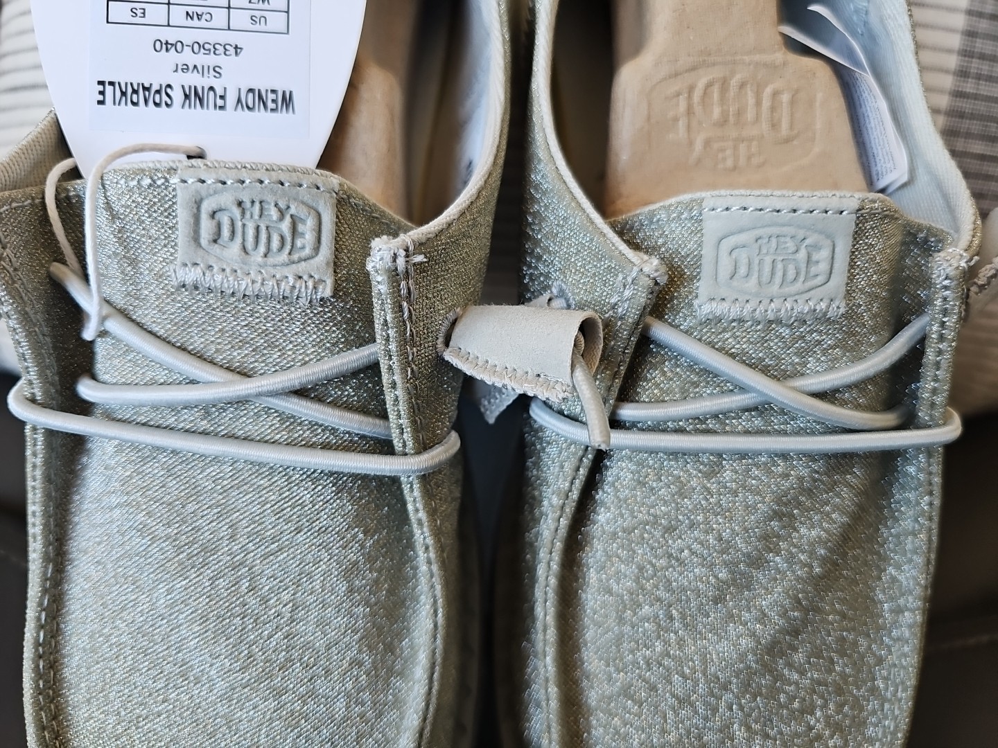 Hey Dude Wendy Funk Sparkle Shoe, Size 7, Silver, Brand New -no Box