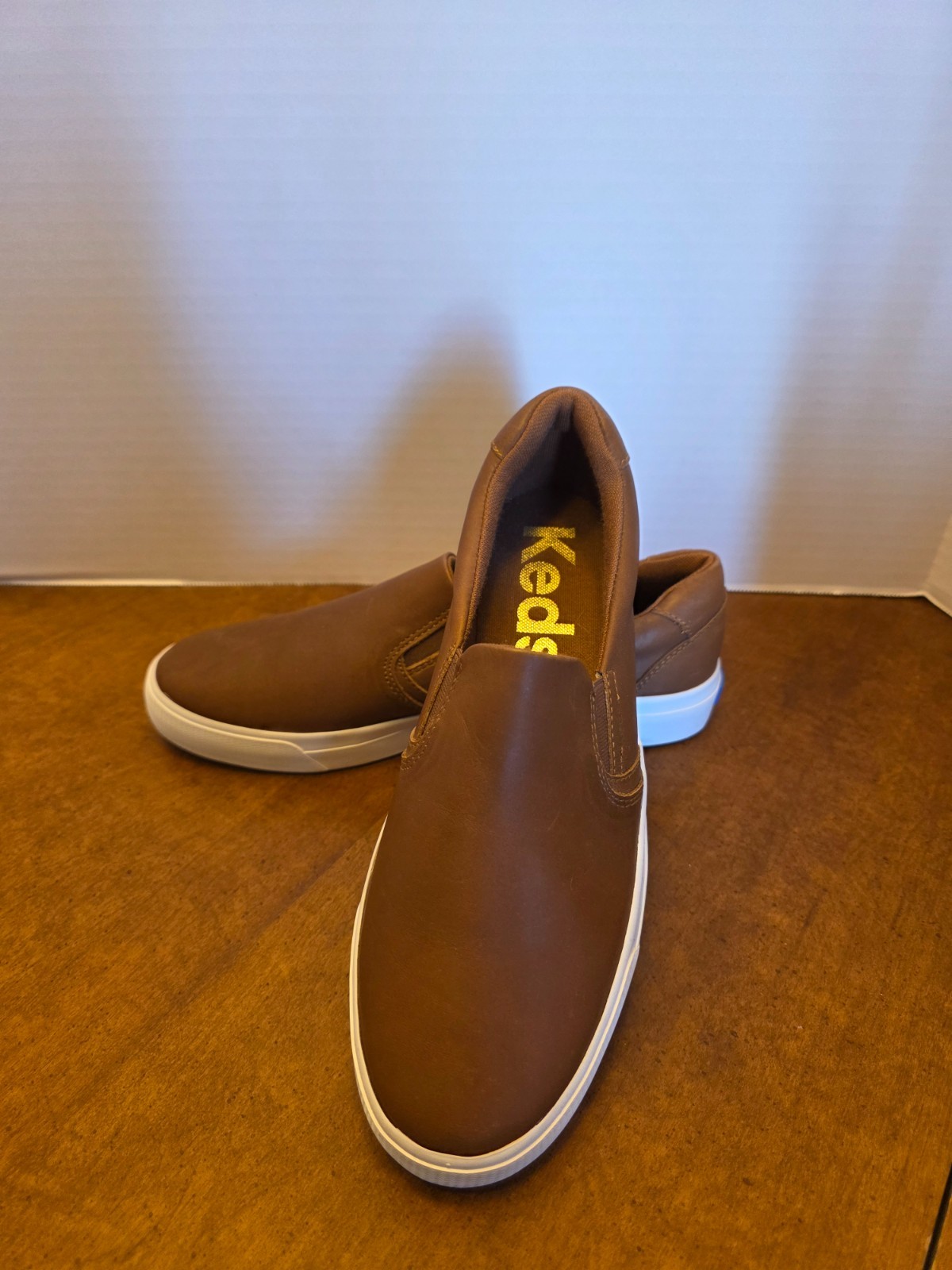 Keds Womens Pursuit Slip-on – Worn One time Size 7.5 Faux Leather in Cognac