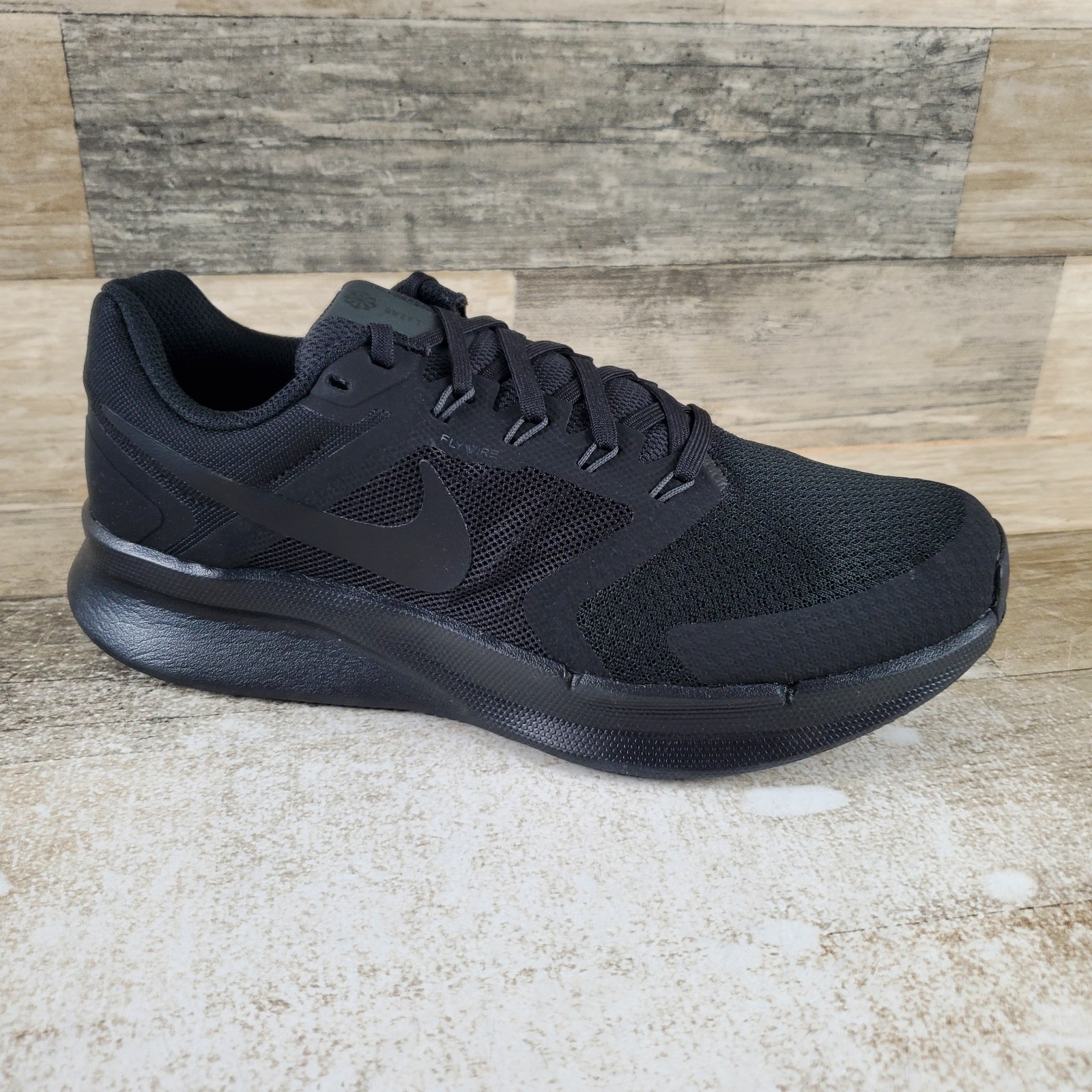 NIKE Run Swift 3 Womens Shoes Sz 8 Athletic Running Black Mesh Lace Up Sneakers