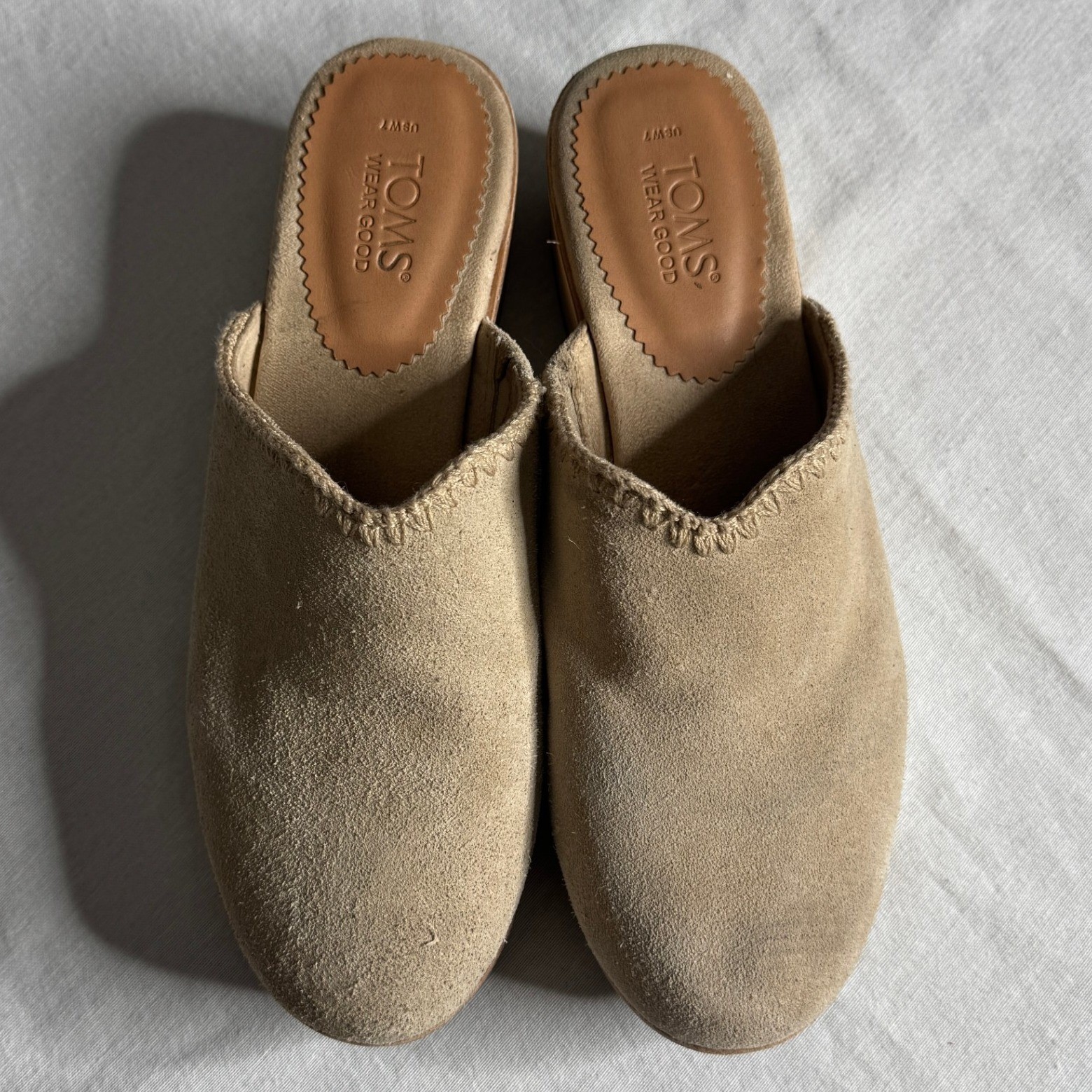 Toms Addison Suede Clogs Wood Platform Chunky Boho Minimalist Mules Womens 7