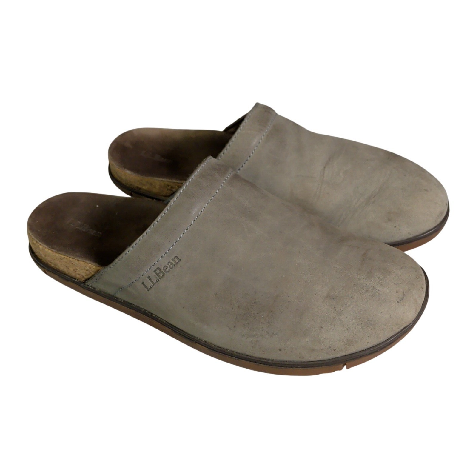 LL Bean Go Anywhere Clogs Womens Size 10 Gray Leather Shoes Bohemian Boho Indie