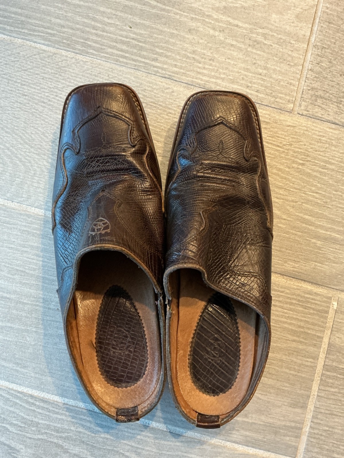 Ariat Tabitha Brown Leather Slide On Mules Women’s Sz 8.5B 53442