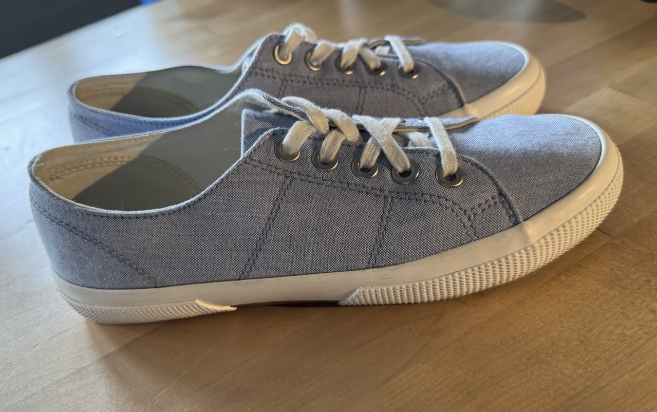 L RALPH LAUREN Jolie Womens Blue Oxford Cloth Lace Up Casual Sneakers 9B