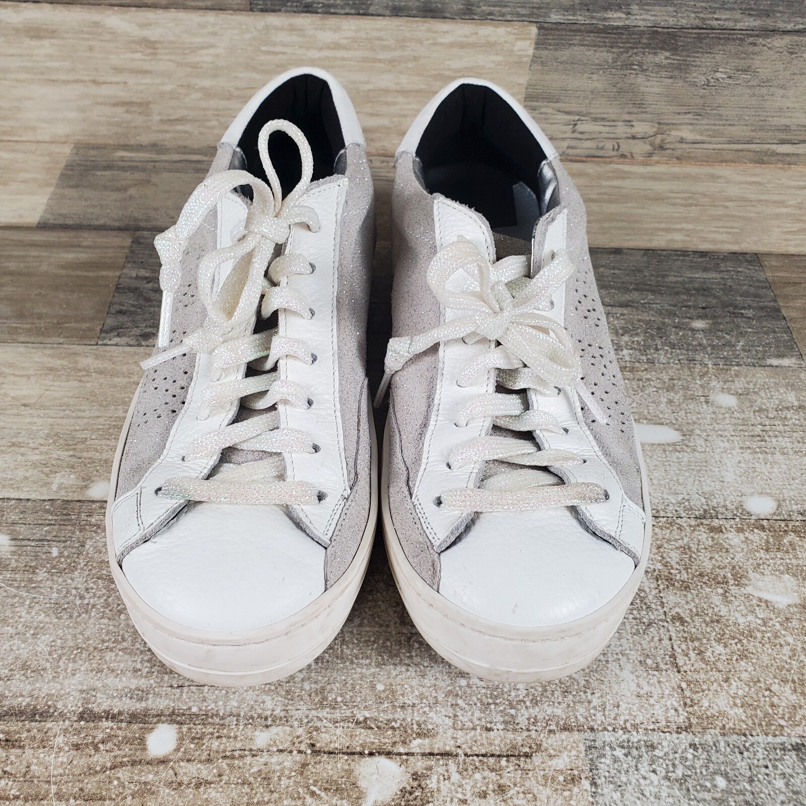 P448 John Womens Shoes Sz 8.5 – 9 M White Perforated Suede Round Toe Sneakers
