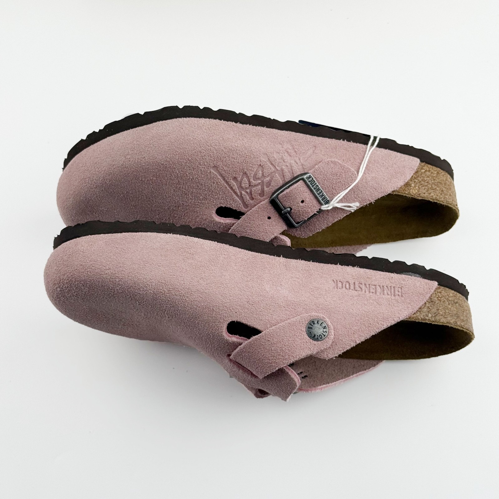 Birkenstock Boston X Stussy Suede Comfort Clog Pink Women’s and Men’s Shoes