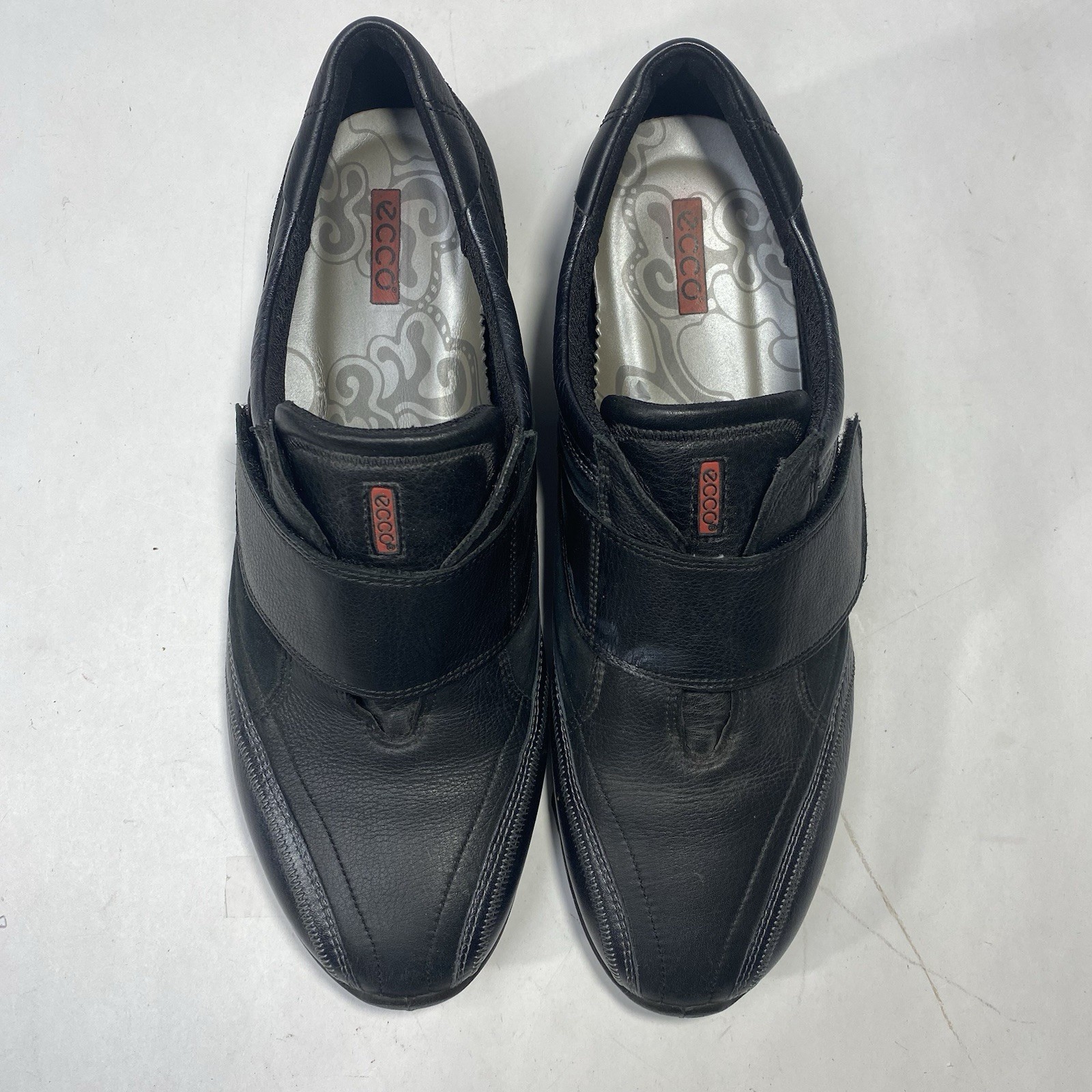 Ecco Shoes Women’s Sz 41 US 10.5 Monk Strap Loafer Black Leather Hook Loop 17523