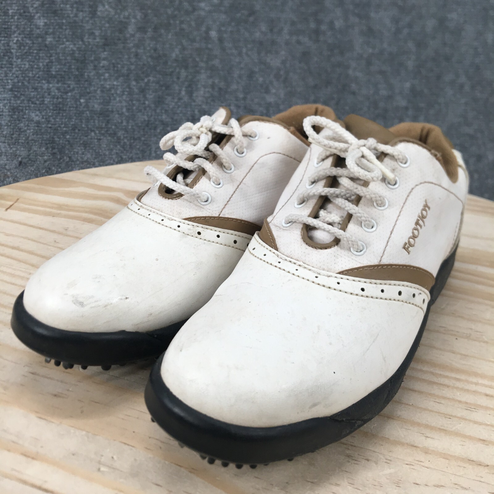 Footjoy Shoes Womens 7 M Greenjoys Golf Cleats Sneakers White Lace Up Low 48762
