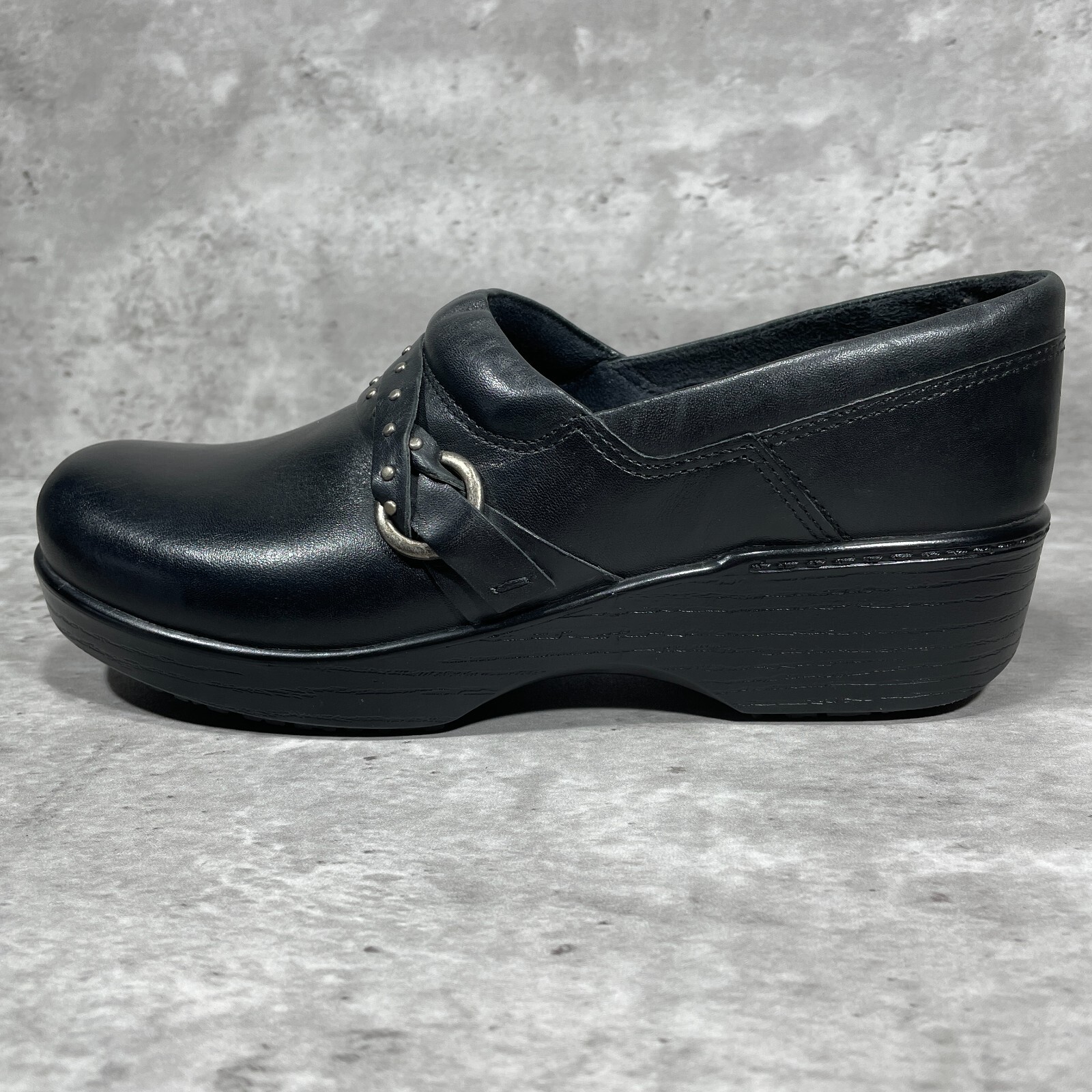 Abeo Clogs Women’s Size 8 N Fauna Black Leather Slip On Studded Straps