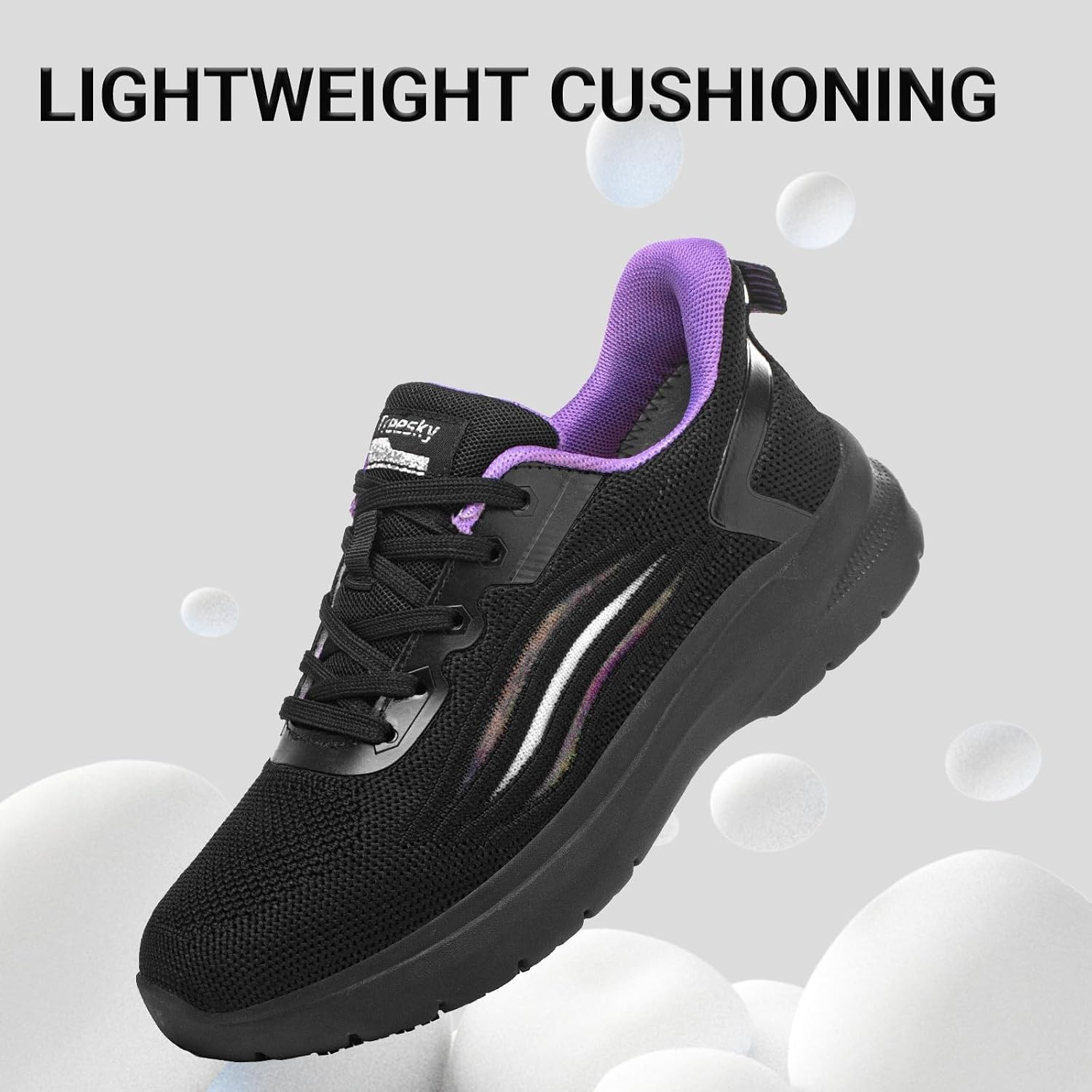 Women’s Non Slip Work Shoes Slip Resistant Kitchen Nurse Sneaker Lace Up Black