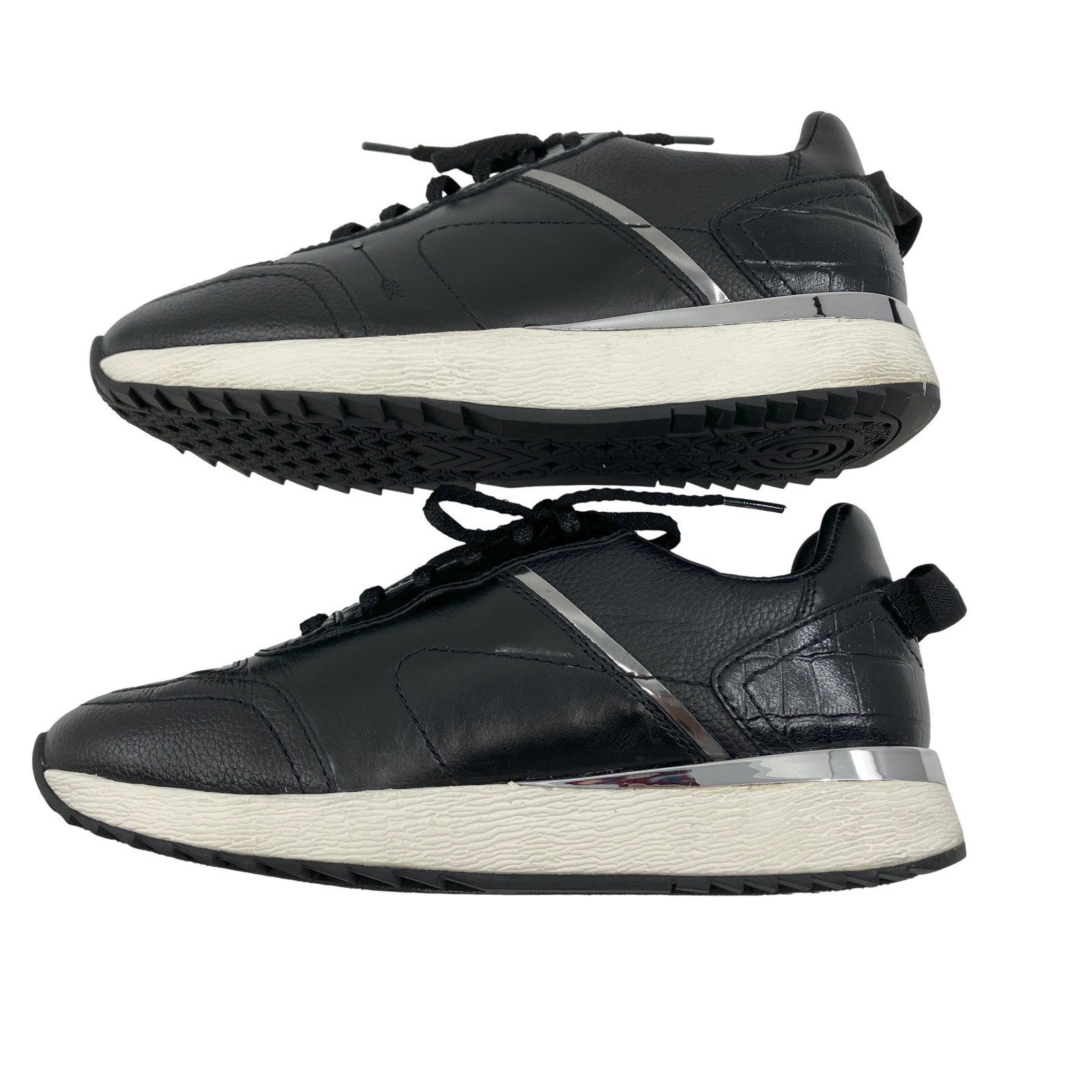 Frankie4 Black Steel Leather Brooklyn Sneakers Size 7.5