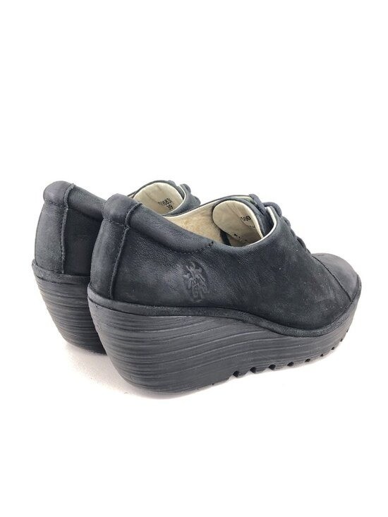 Fly London Yumi Black Suede Leather Wedge Shoes EUR 39 Womens Size 8-8.5
